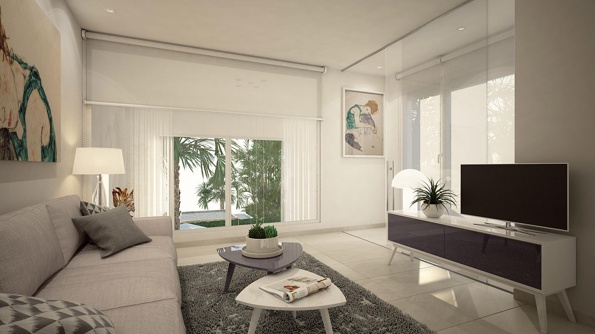 Private garden at ground level of new-build townhouse, Algorfa