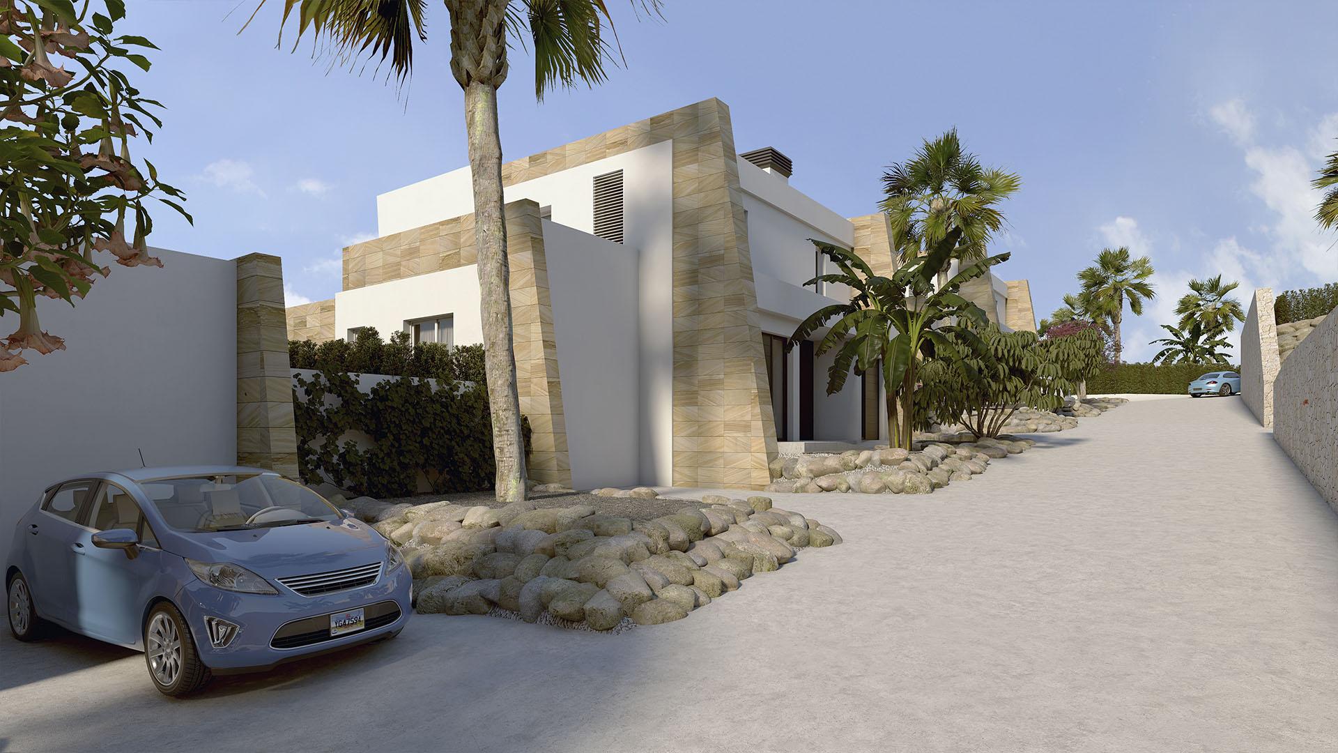 Communal landscaped area in new-build development, Algorfa