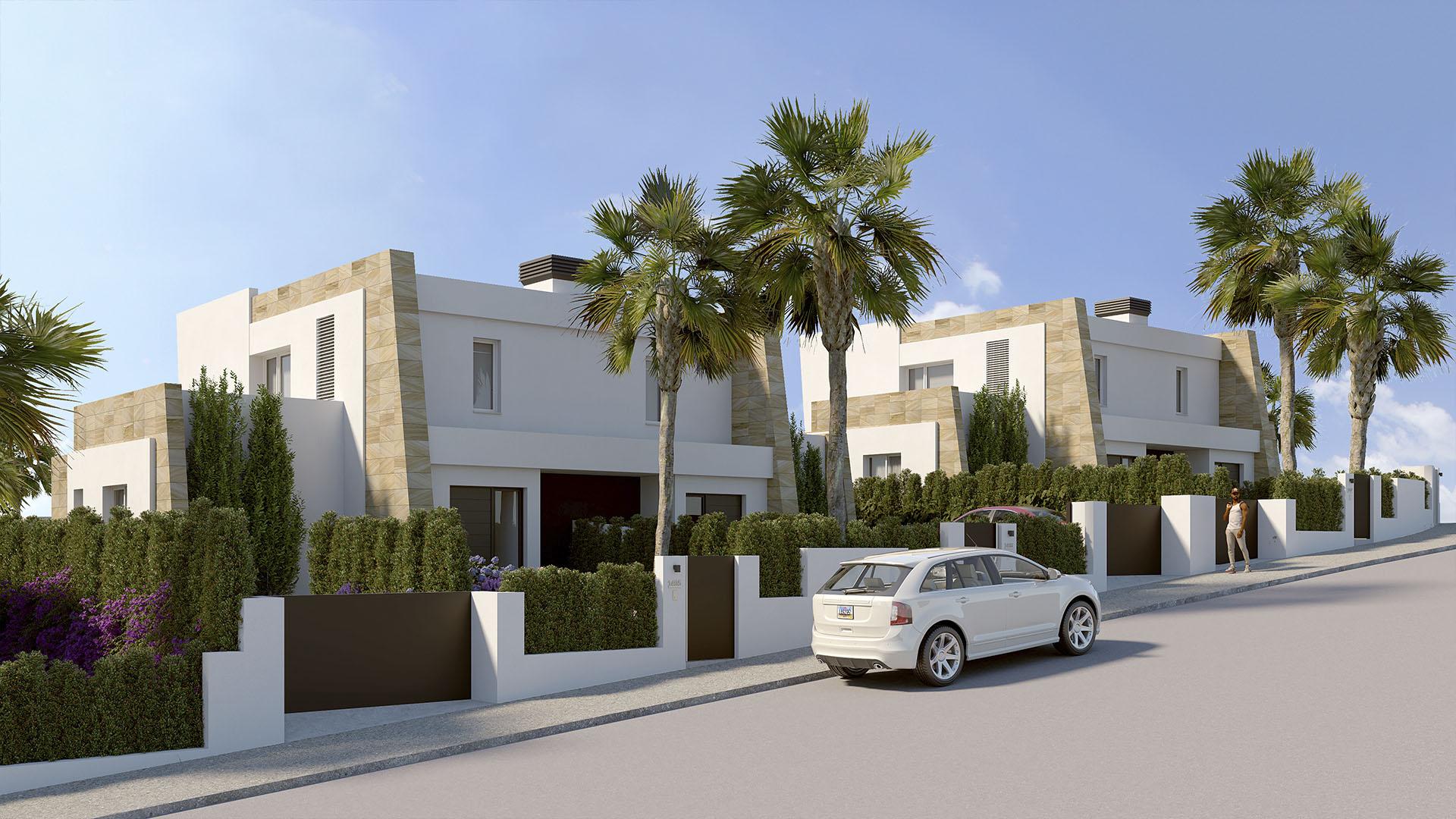 Garden and ground-floor outdoor space in new-build townhouse, Comunidad Valenciana, Algorfa