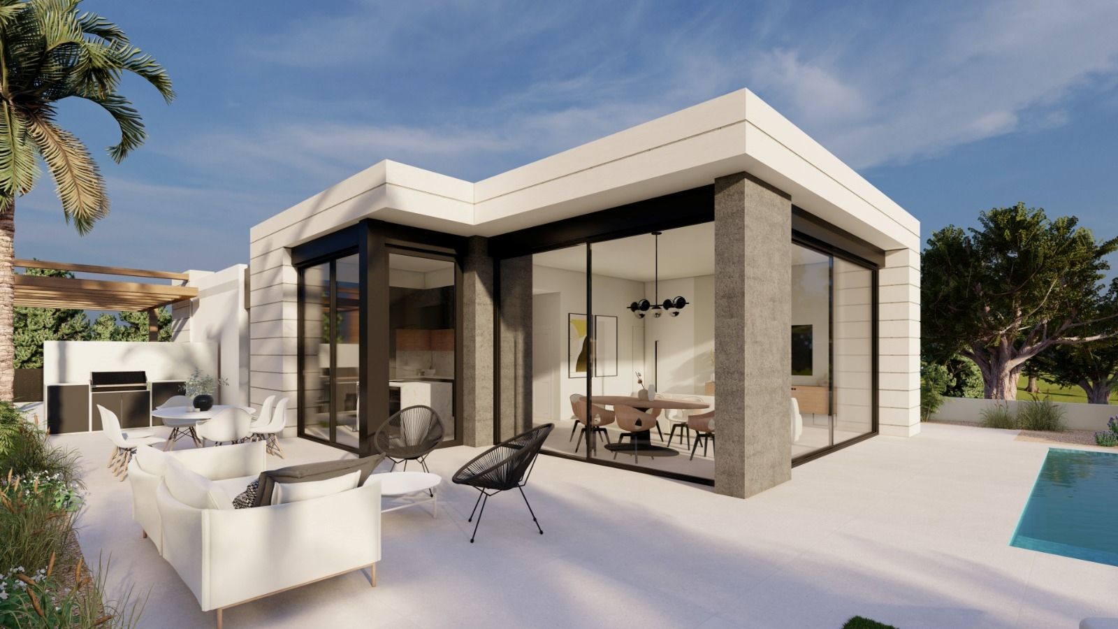 Solarium terrace of new-build villa in Lo Romero Golf, Pilar De La Horadada