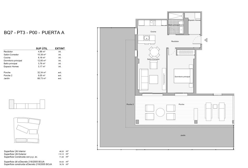 Floor plan of 1-bedroom ground-floor apartment, Valle Romano Golf, Estepona