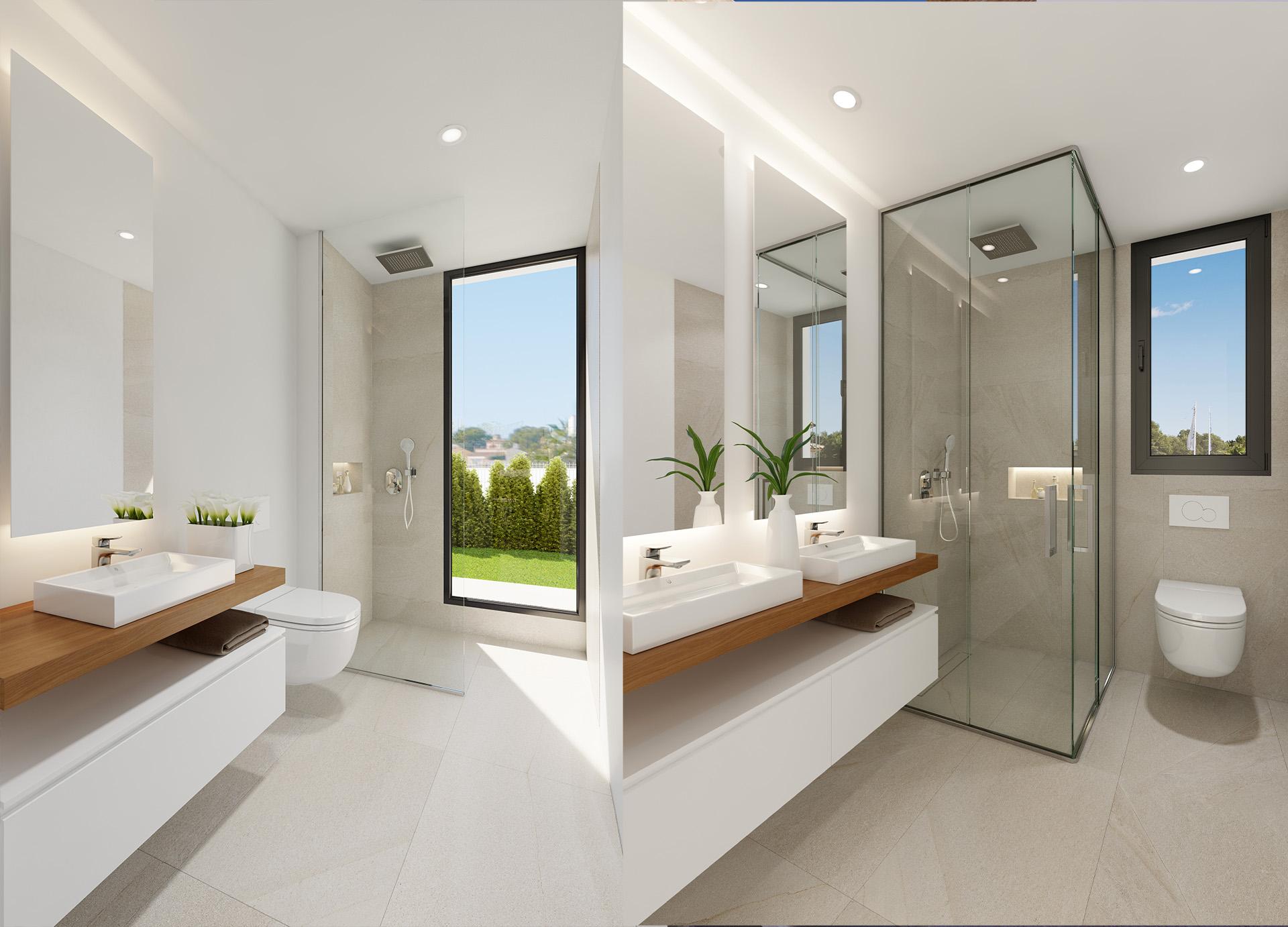 Rear exterior of 3-bedroom new-build villa, Sierra Cortina, Finestrat