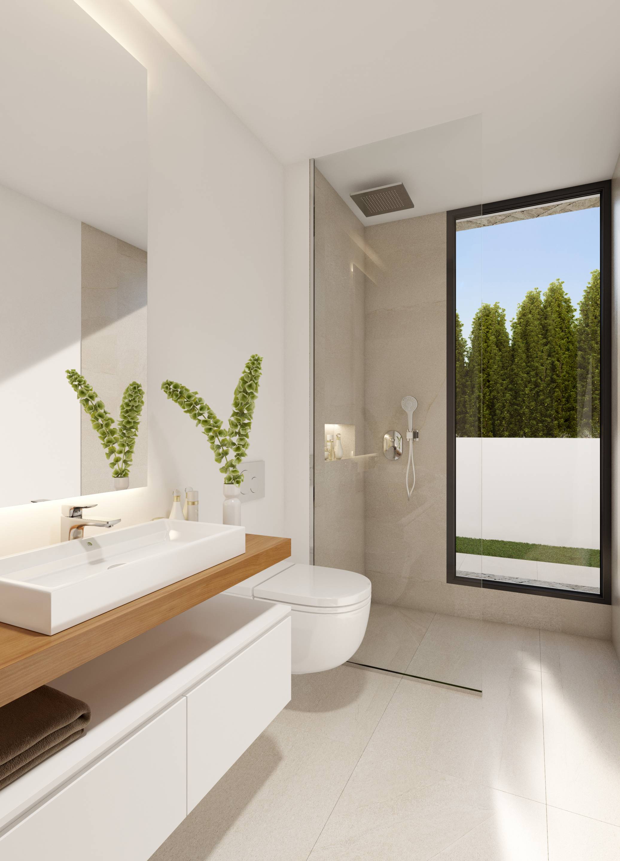 Side elevation of 3-bedroom new-build villa, Sierra Cortina, Finestrat