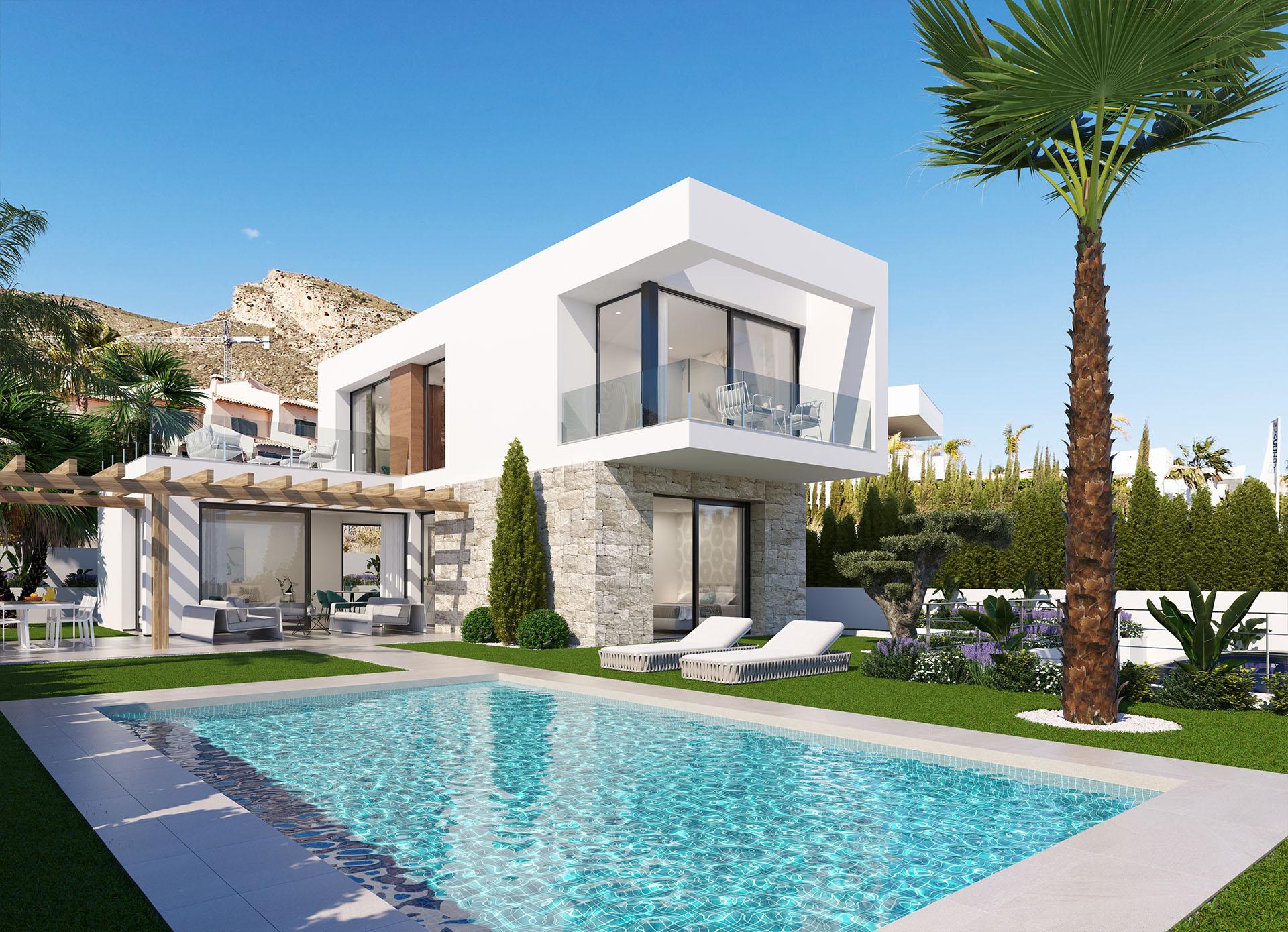Puig Campana mountain visible behind new-build villa plot, Sierra Cortina, Finestrat