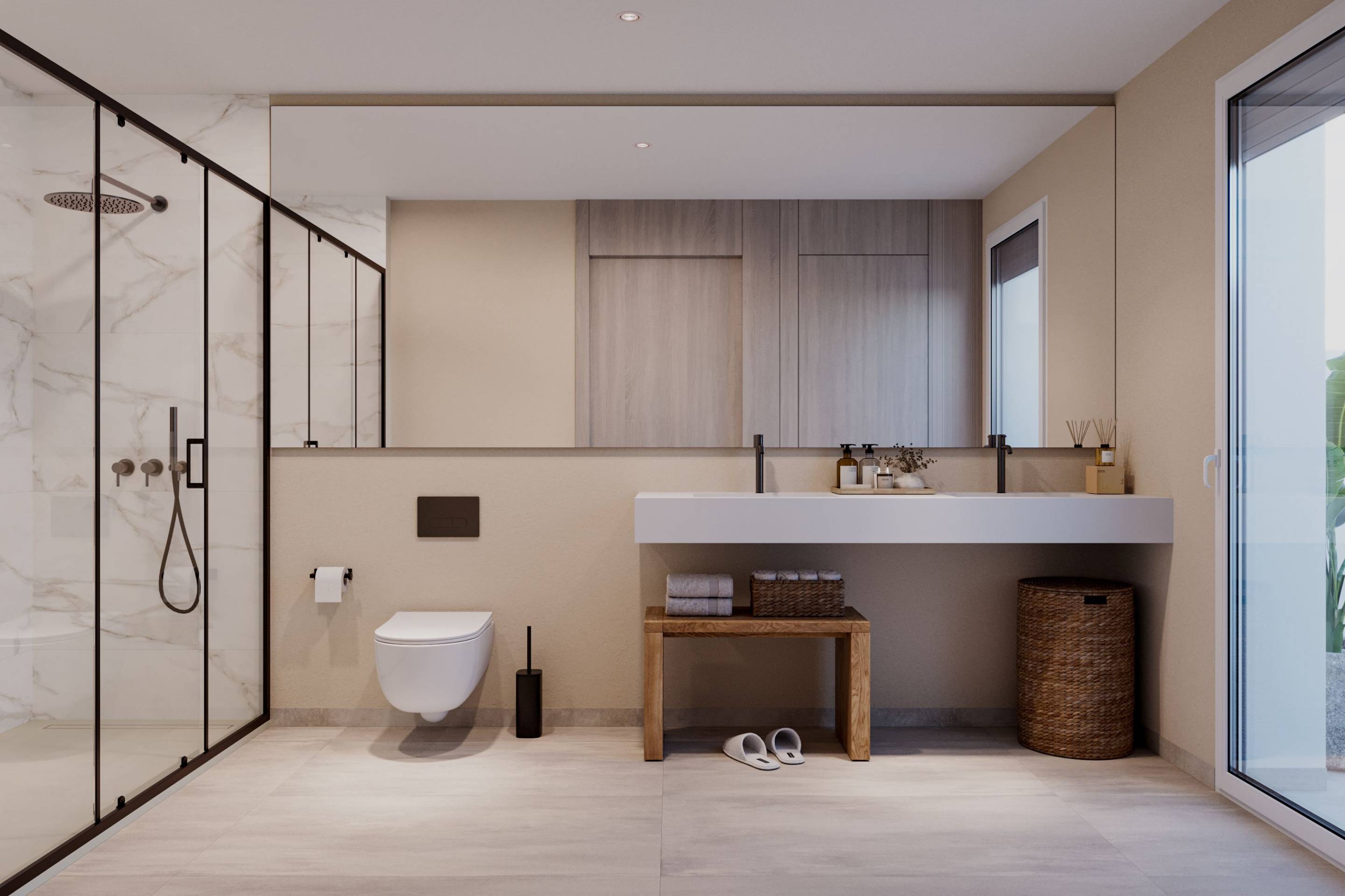 Bathroom in new-build villa at La Finca Golf, Algorfa