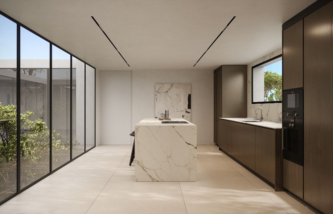 Bathroom with freestanding bath in new-build penthouse, La Quinta, Benahavis
