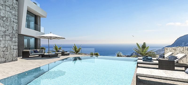Terrace and outdoor living area of new-build villa, Cucarres, Calpe