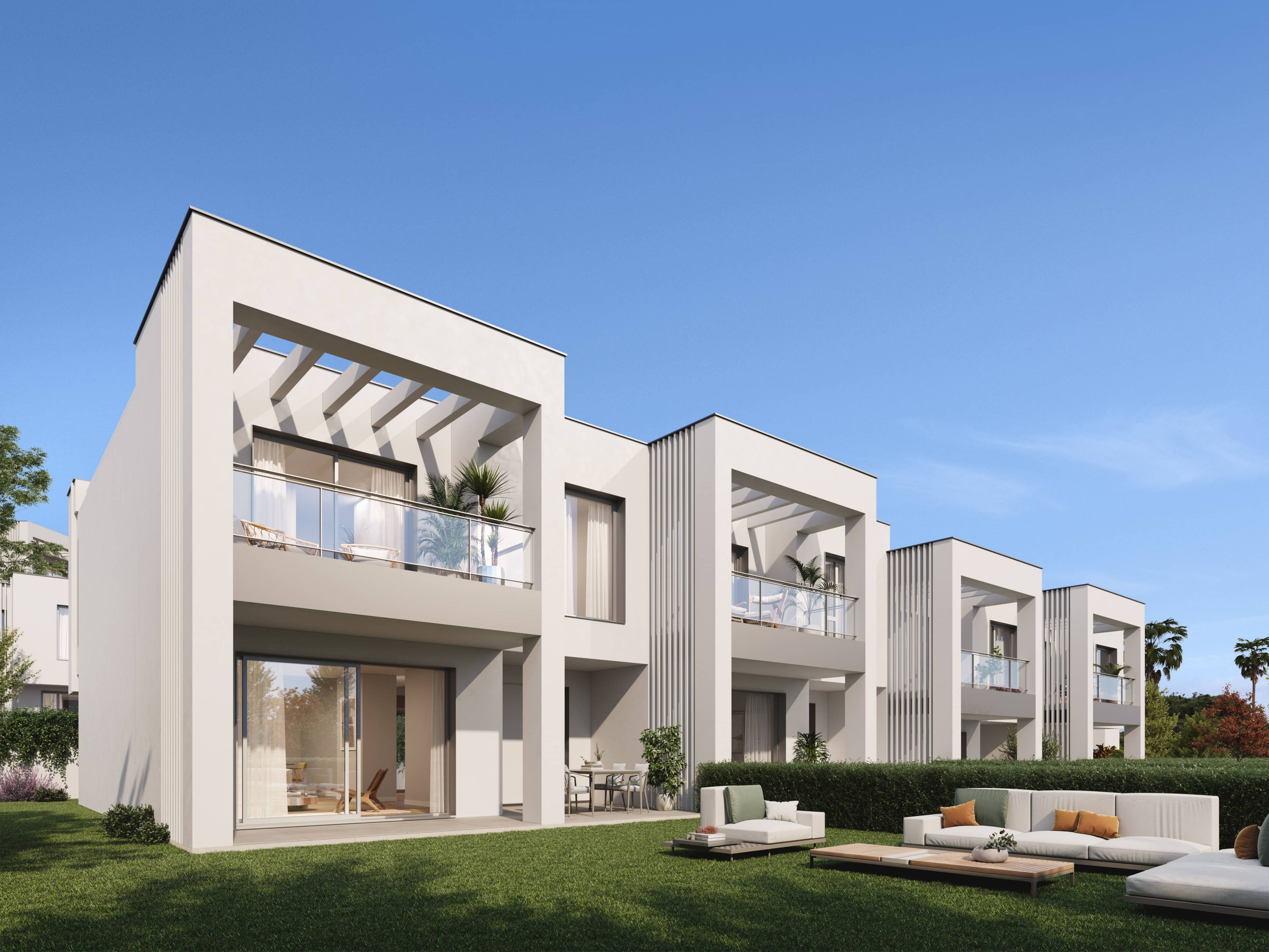 Communal pool area of residential development, Real de Zaragoza, Marbella