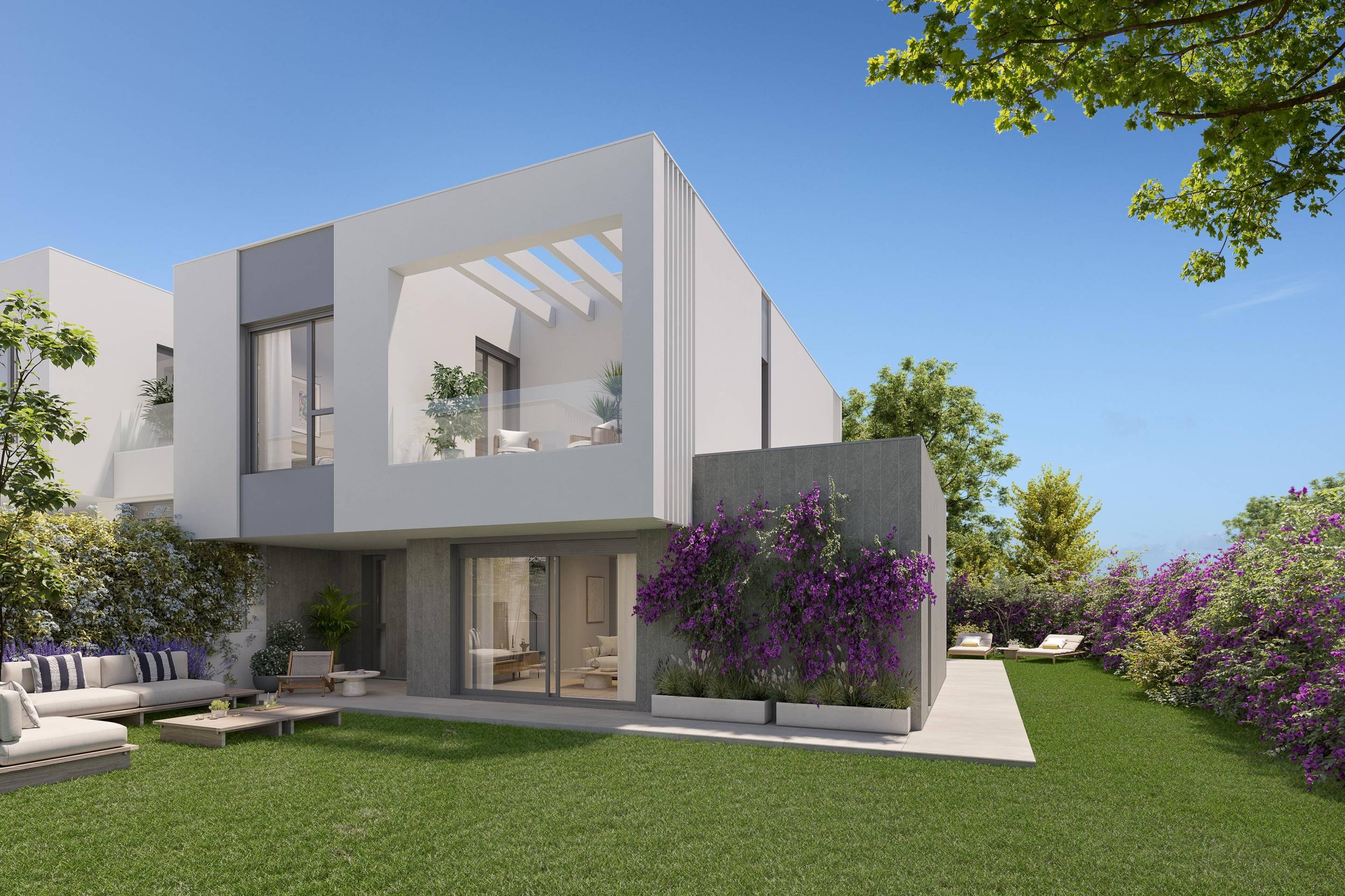 Private garden area of new-build townhouse, Real de Zaragoza, Marbella
