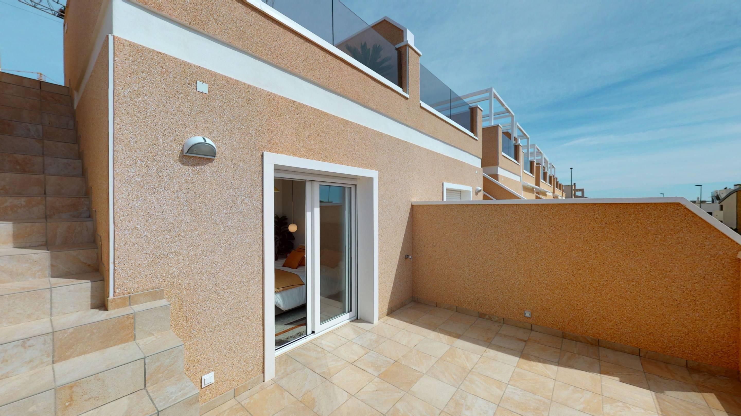 Elevated view of new-build townhouse development, Zona Pueblo, Pilar De La Horadada