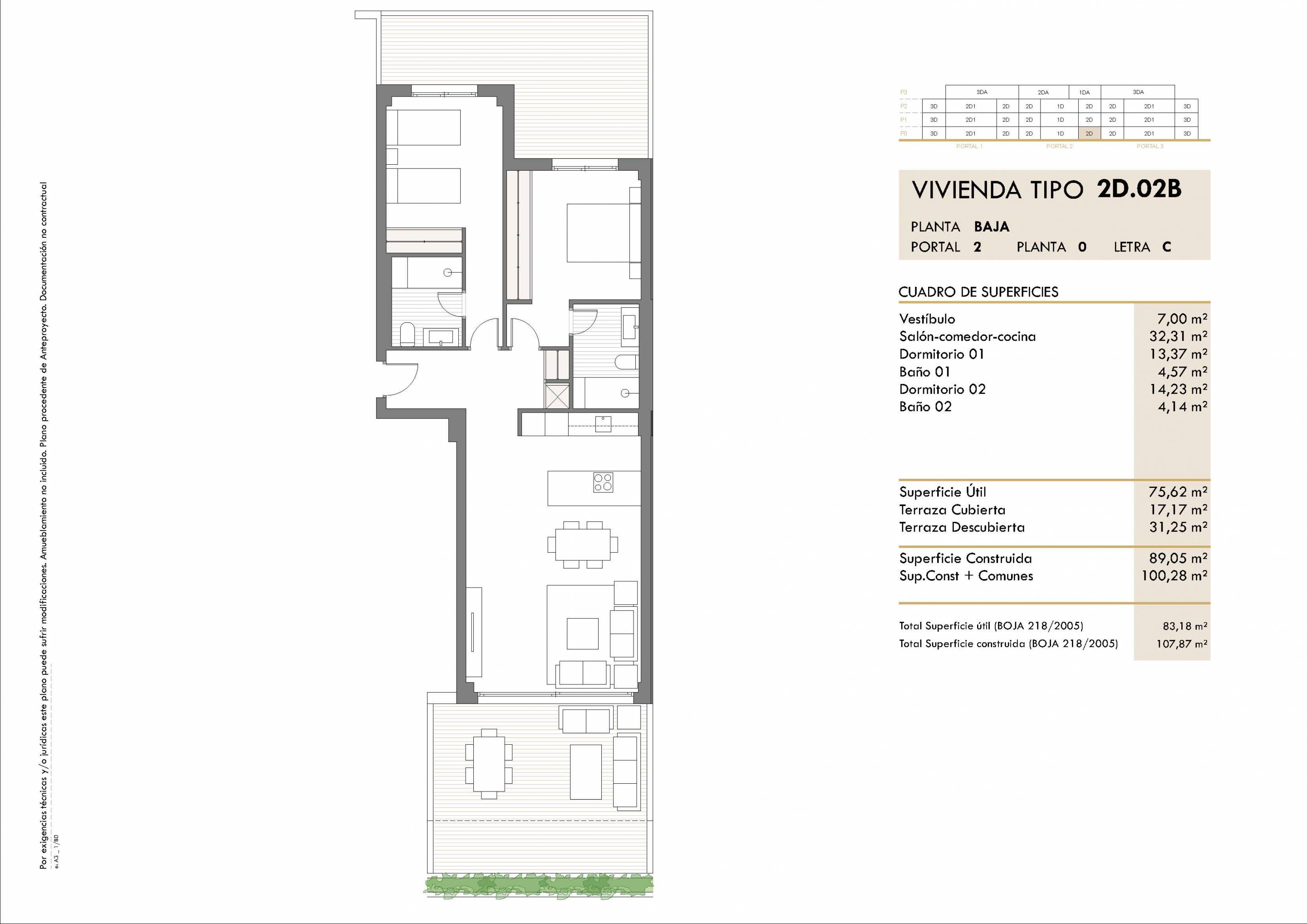 Floor plan of 2-bedroom ground-floor apartment in La Cala Golf, Mijas