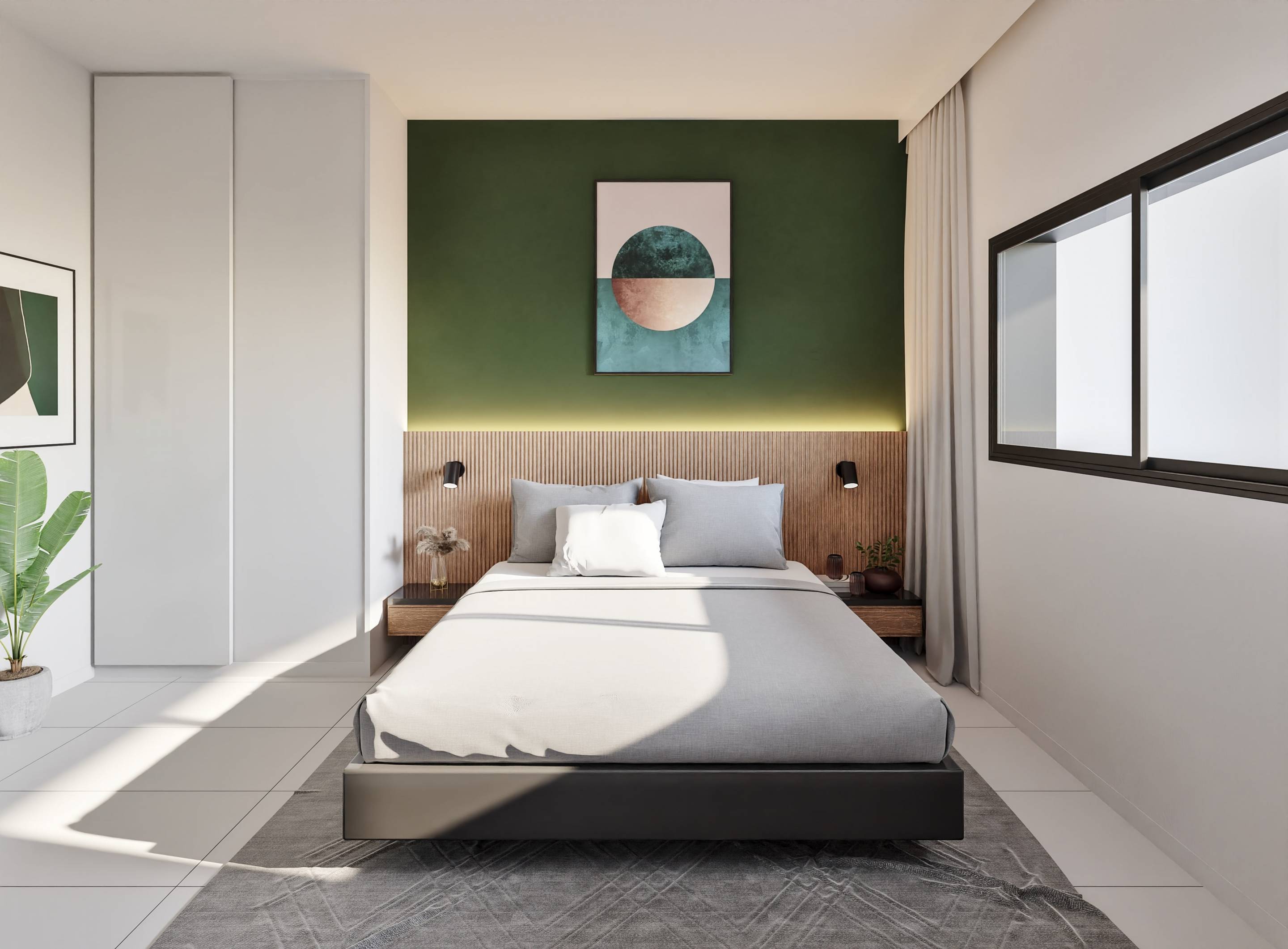 Open-plan living area in ground-floor apartment, Pueblo 9