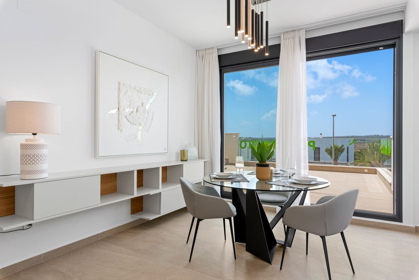 Ground-floor living area floor finish detail, new-build villa, Campoamor
