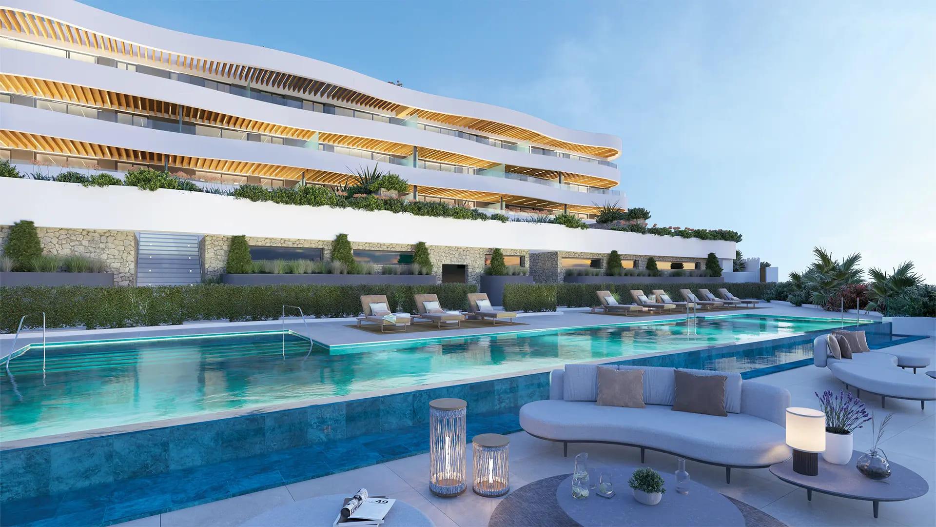 Master bedroom in 3-bedroom new-build penthouse on third floor, Calaburra, Mijas