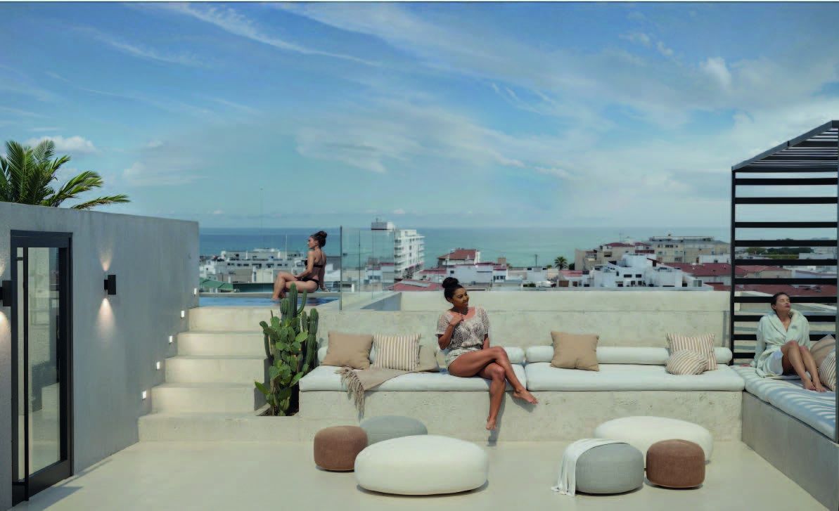 Night rendering of new-build building exterior, Paseo Maritimo, Torrevieja