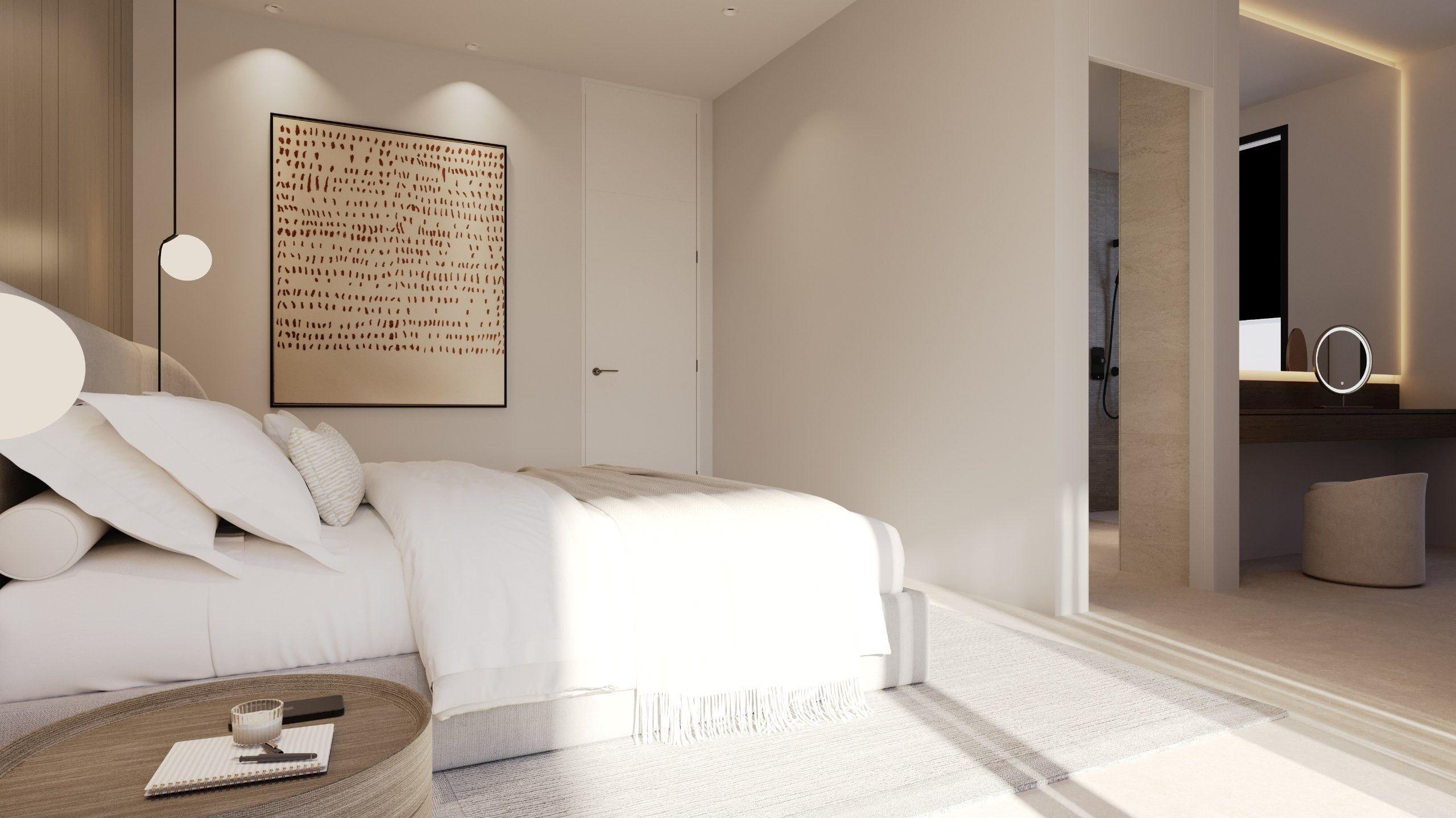 Living room with glazed doors to terrace in new-build villa, Finestrat Hills