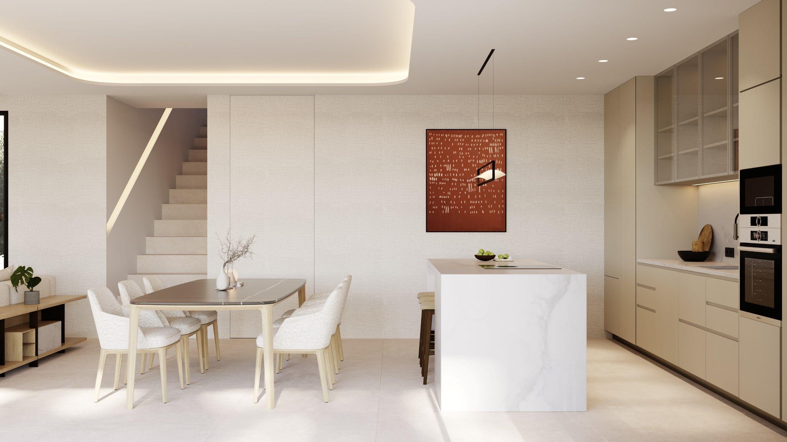 Dining area in open-plan ground floor of new-build villa, Finestrat Hills