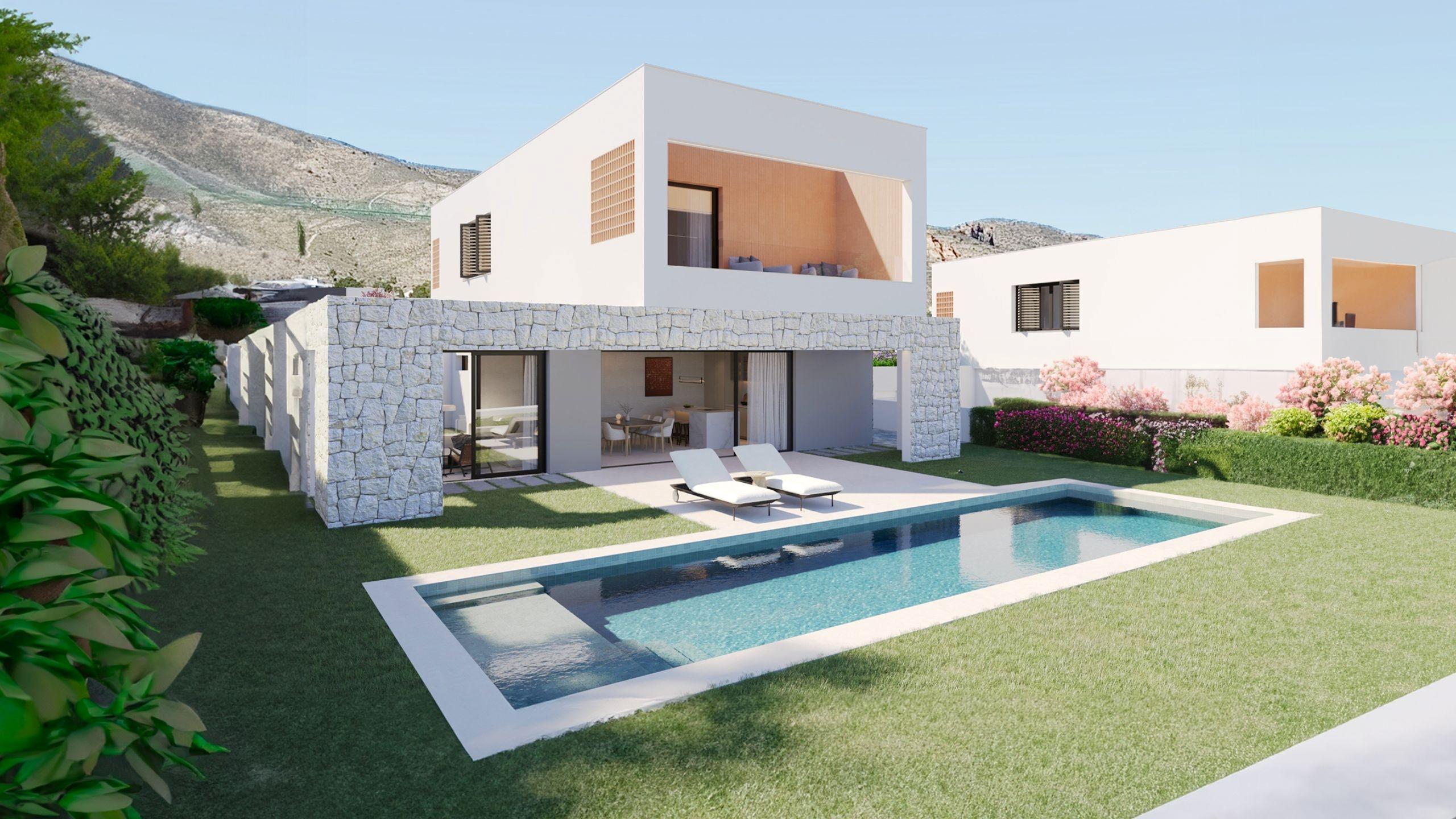 Front elevation of 4-bedroom new-build villa in Finestrat Hills, Finestrat