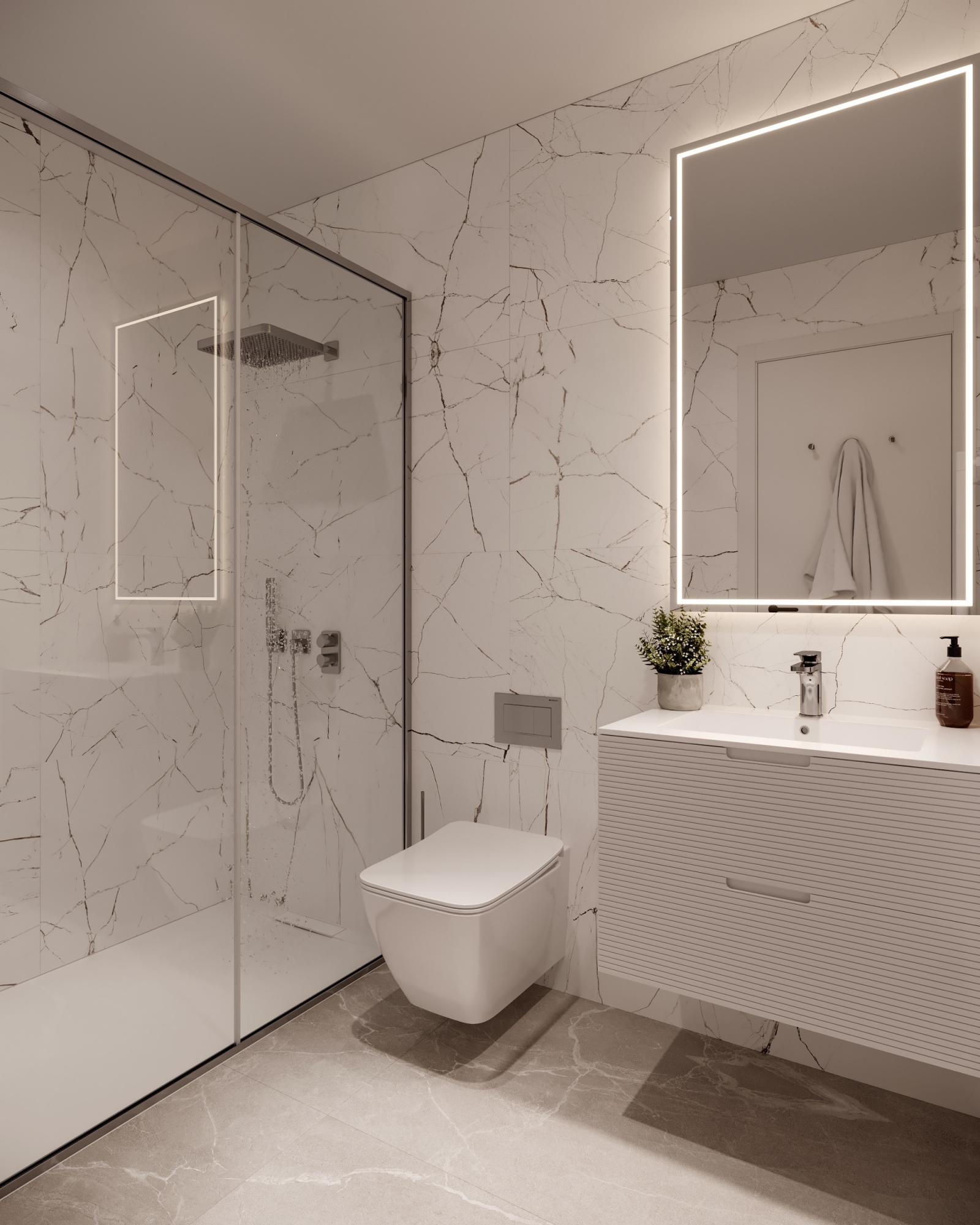 Bathroom with modern fittings in new-build penthouse, Finestrat Hills