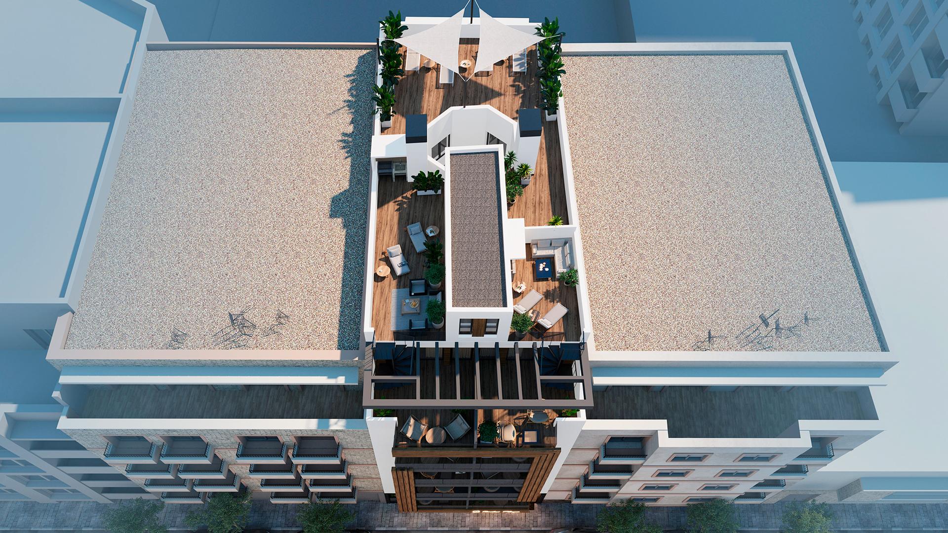 Main entrance of new-build apartment building, Estacion de Autobuses, Torrevieja