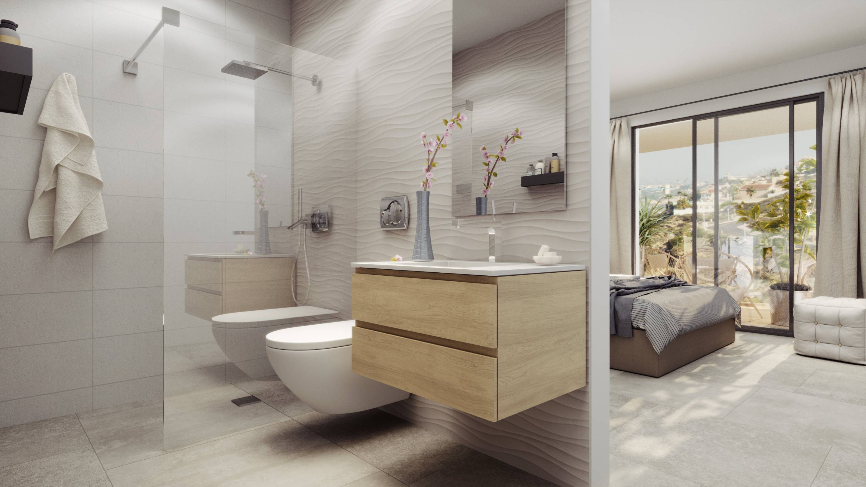 Bathroom with walk-in shower in new-build villa, Ciudad Quesada