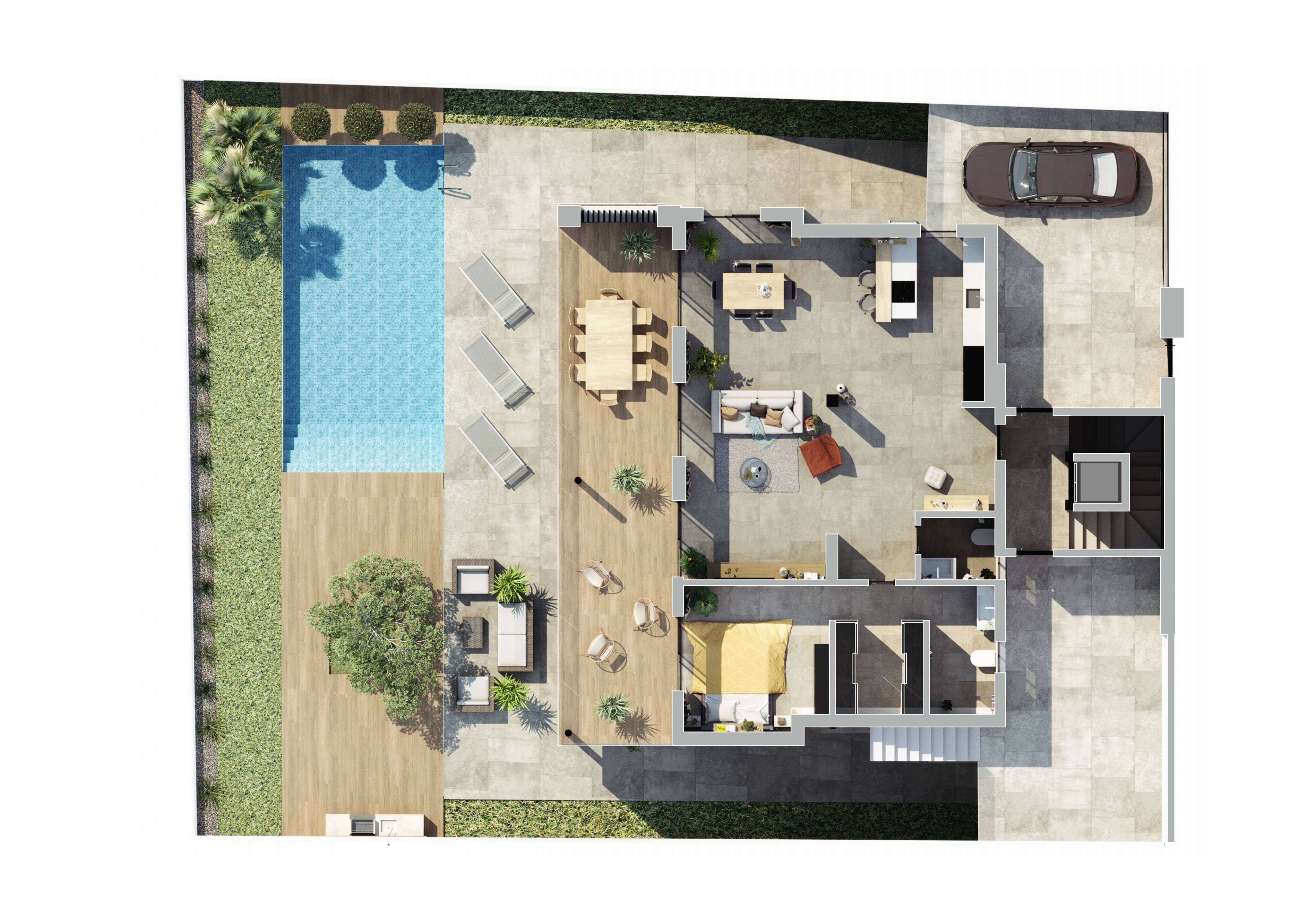 Site plan showing plot boundary of new-build villa, Ciudad Quesada, Rojales