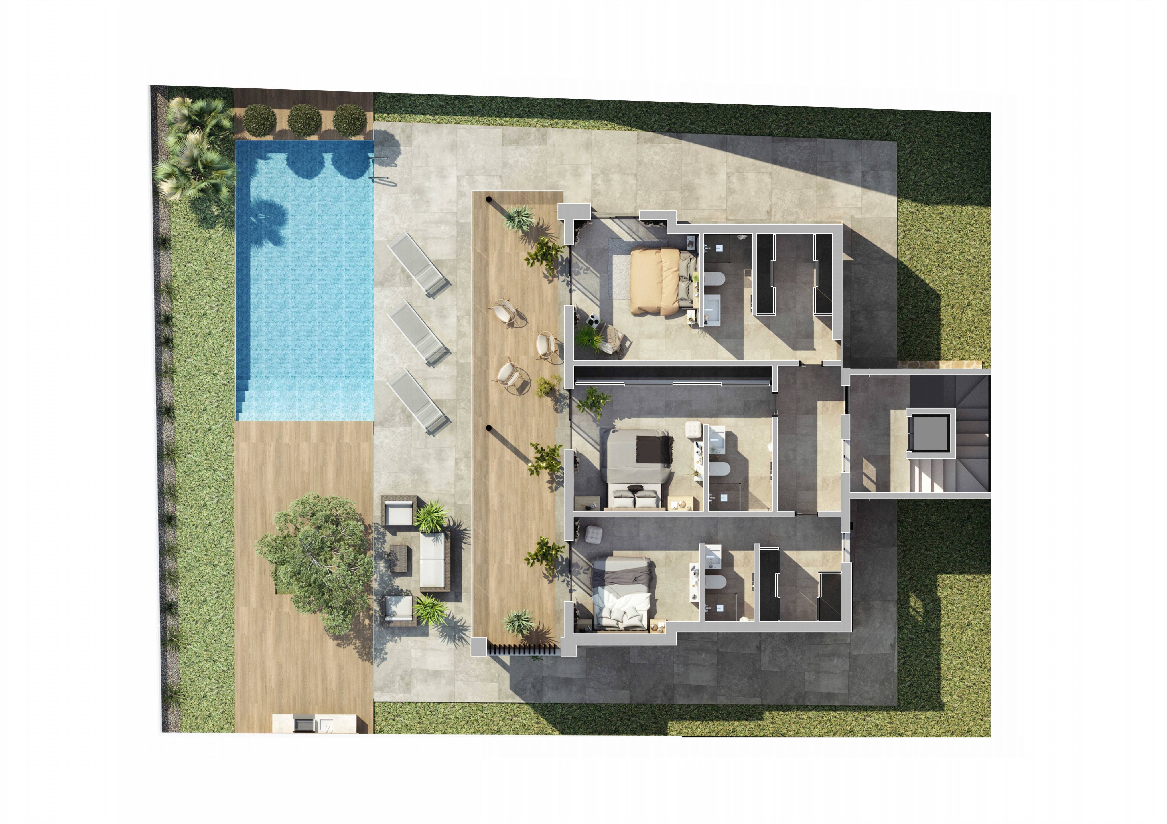 Development layout plan for new-build villa in Ciudad Quesada, Rojales