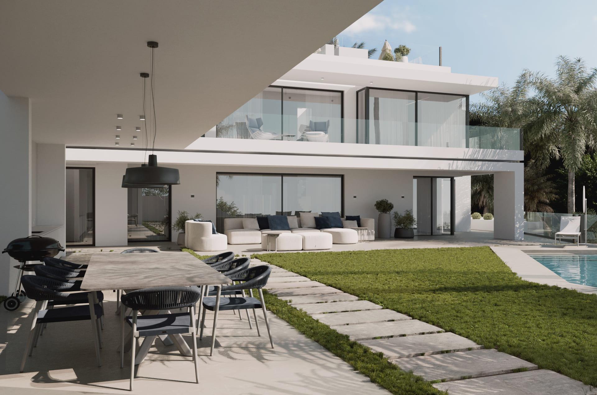 Private garage interior in new-build villa, Cascada de Camojan, Marbella