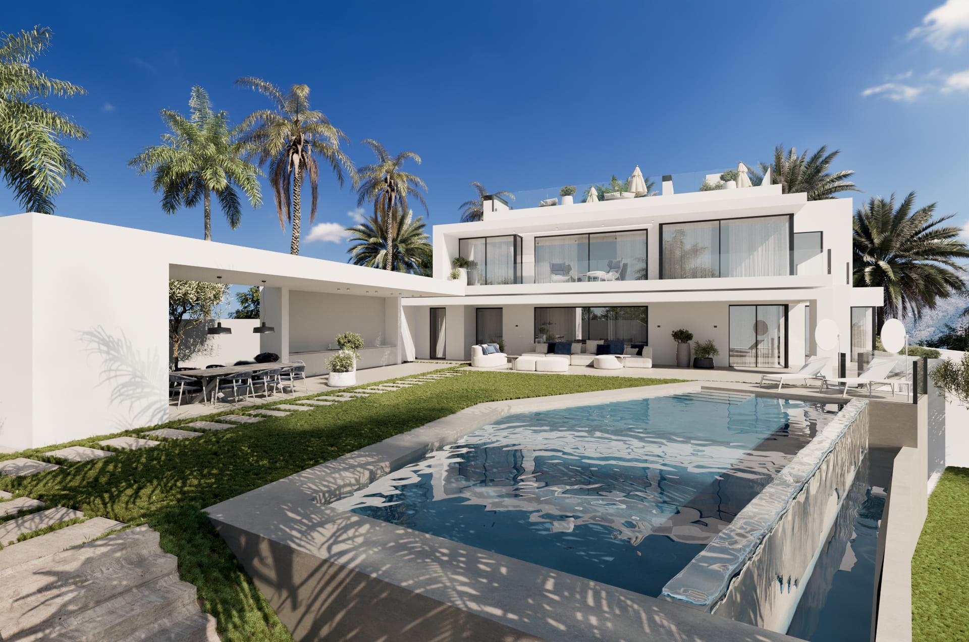 Elevated view of villa and surrounding site, Cascada de Camojan, Marbella