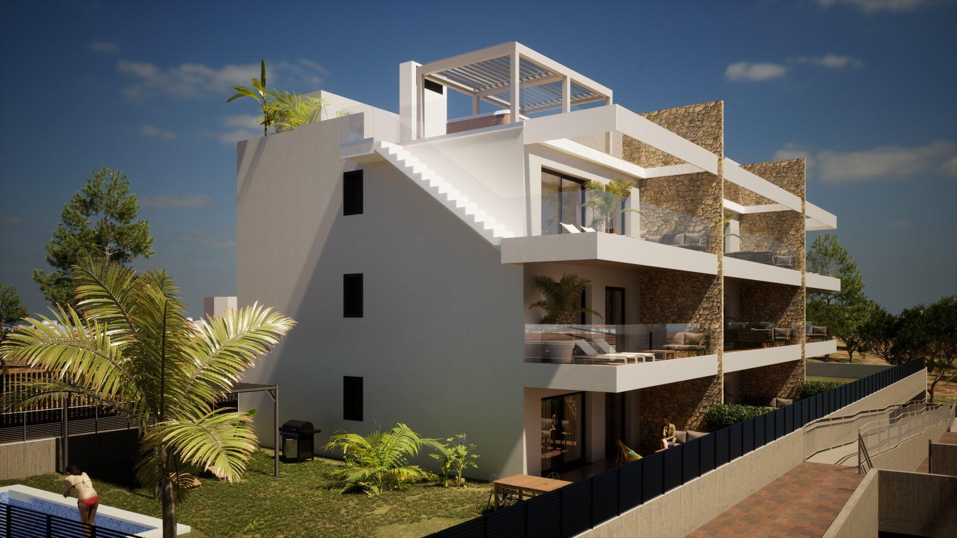 Open-plan living area in 2-bedroom apartment, Seascape Resort, Finestrat