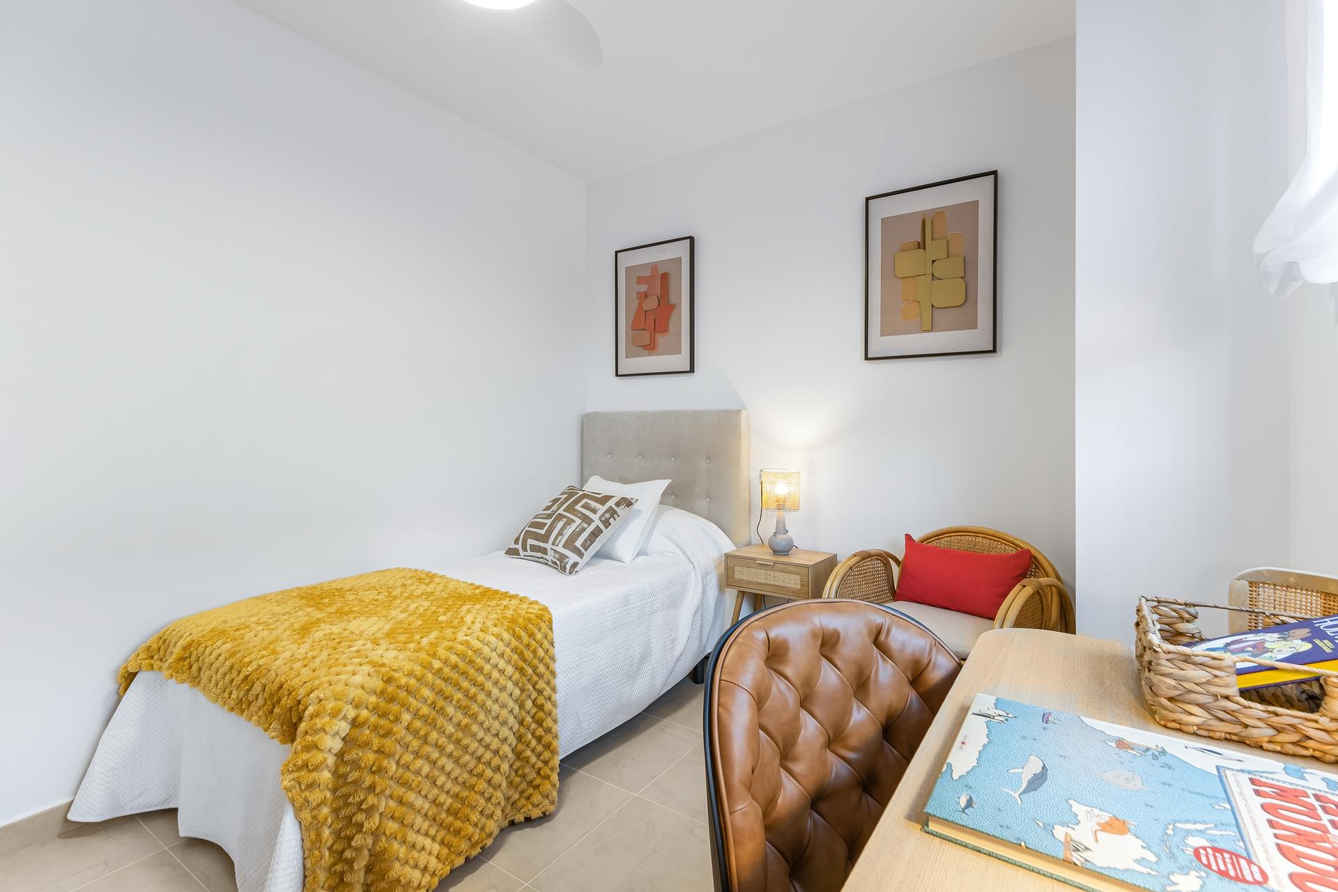 Bedroom with neutral walls in 2-bedroom apartment, Lomas de Cabo Roig