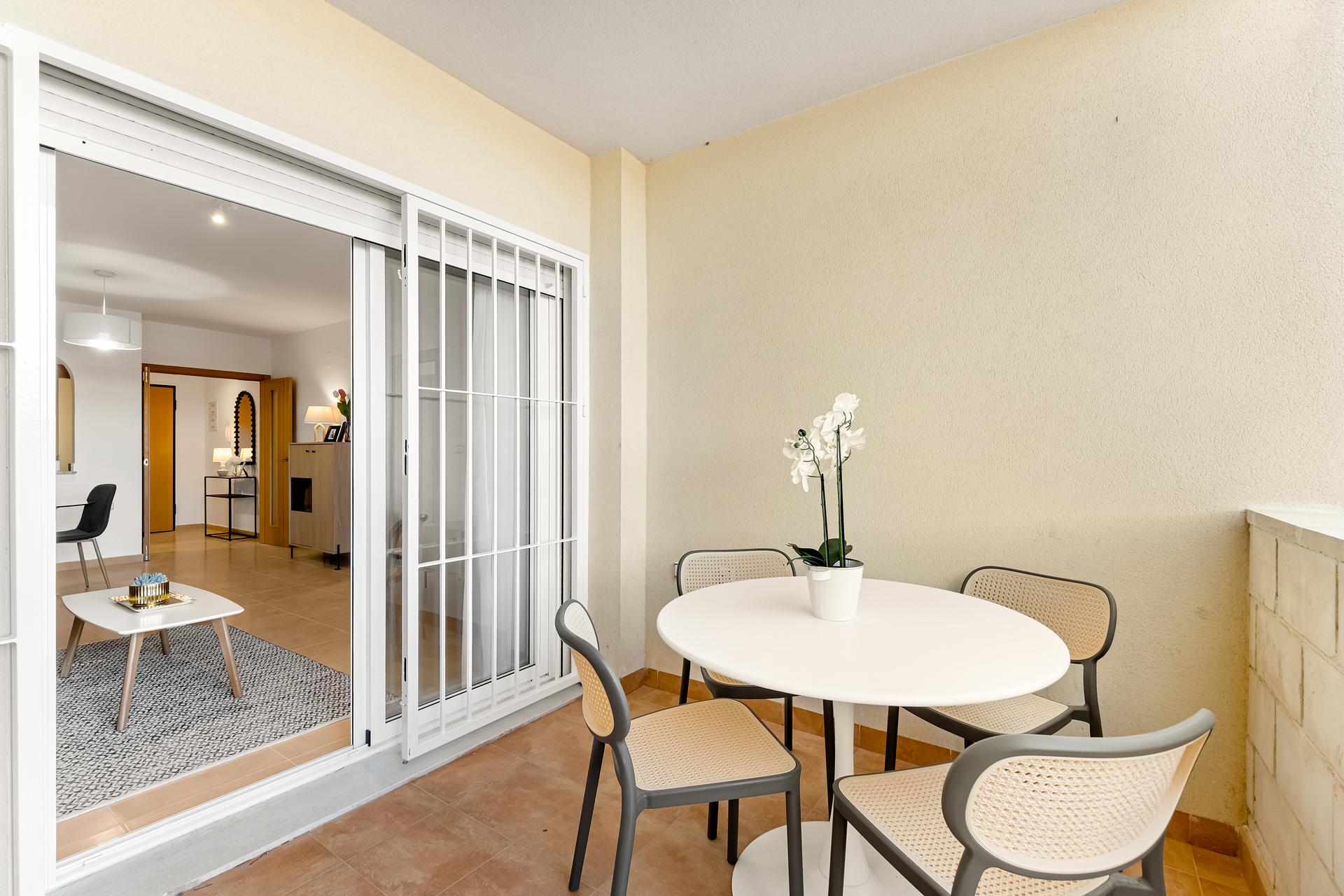 Window view from inside apartment, Lomas de Cabo Roig, Orihuela Costa