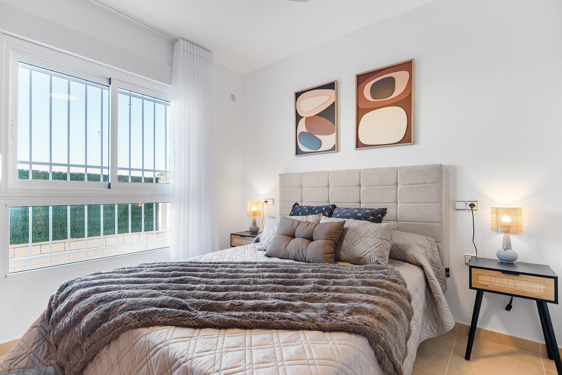 Kitchen viewed from dining area in 2-bedroom apartment, Lomas de Cabo Roig