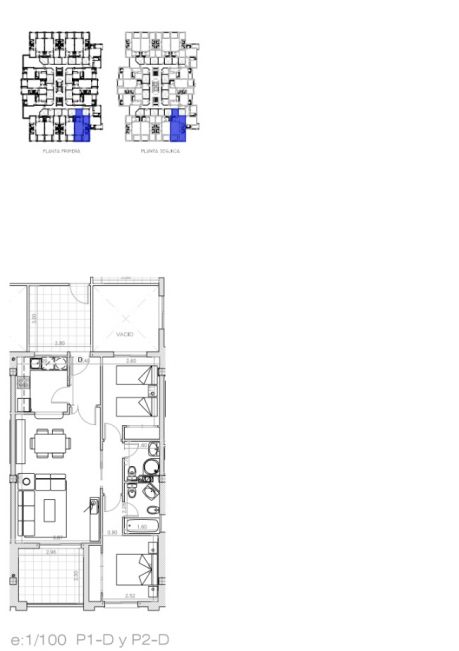Floor plan of 2-bedroom apartment, Lomas de Cabo Roig, Orihuela Costa