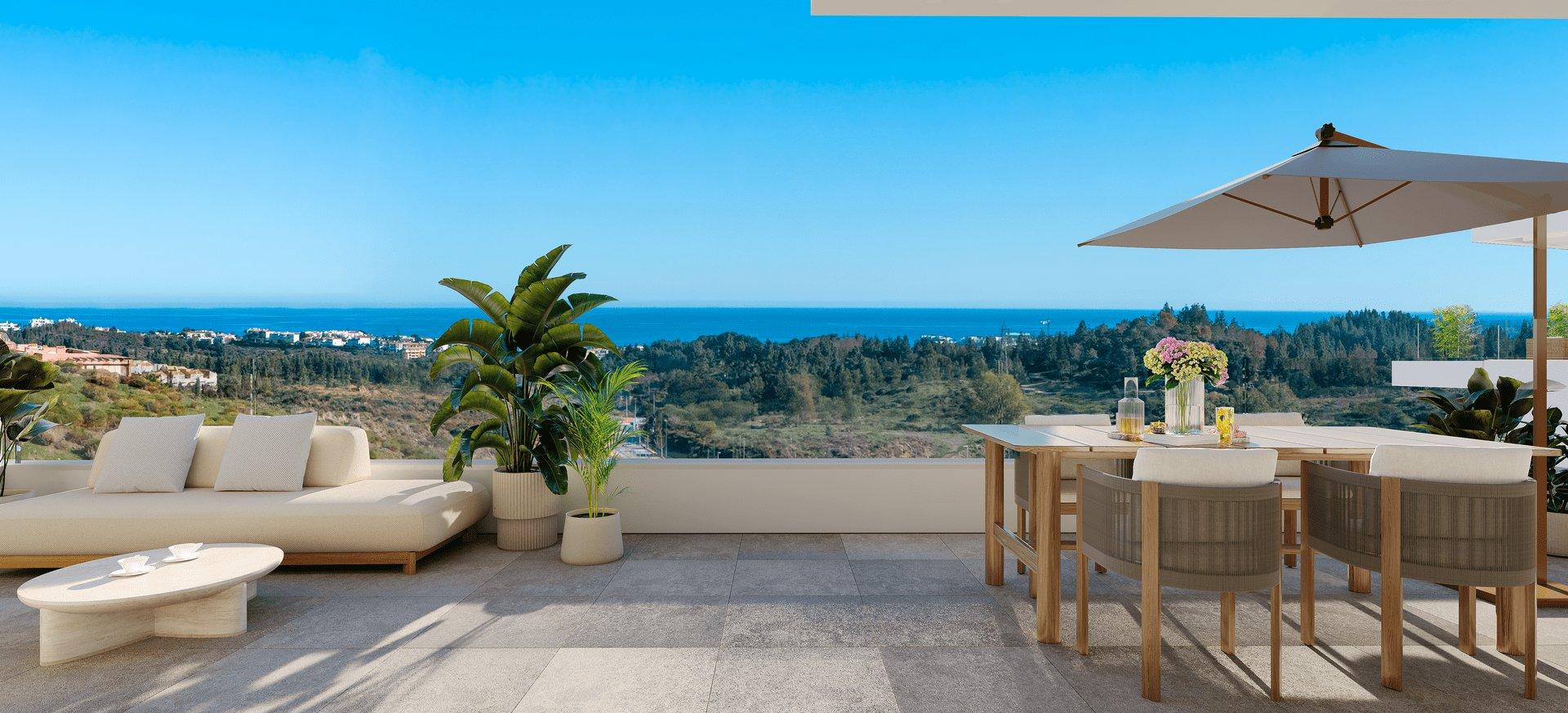 Open-plan living area in 3-bedroom new-build apartment, Hipódromo-Cerrado del Águila