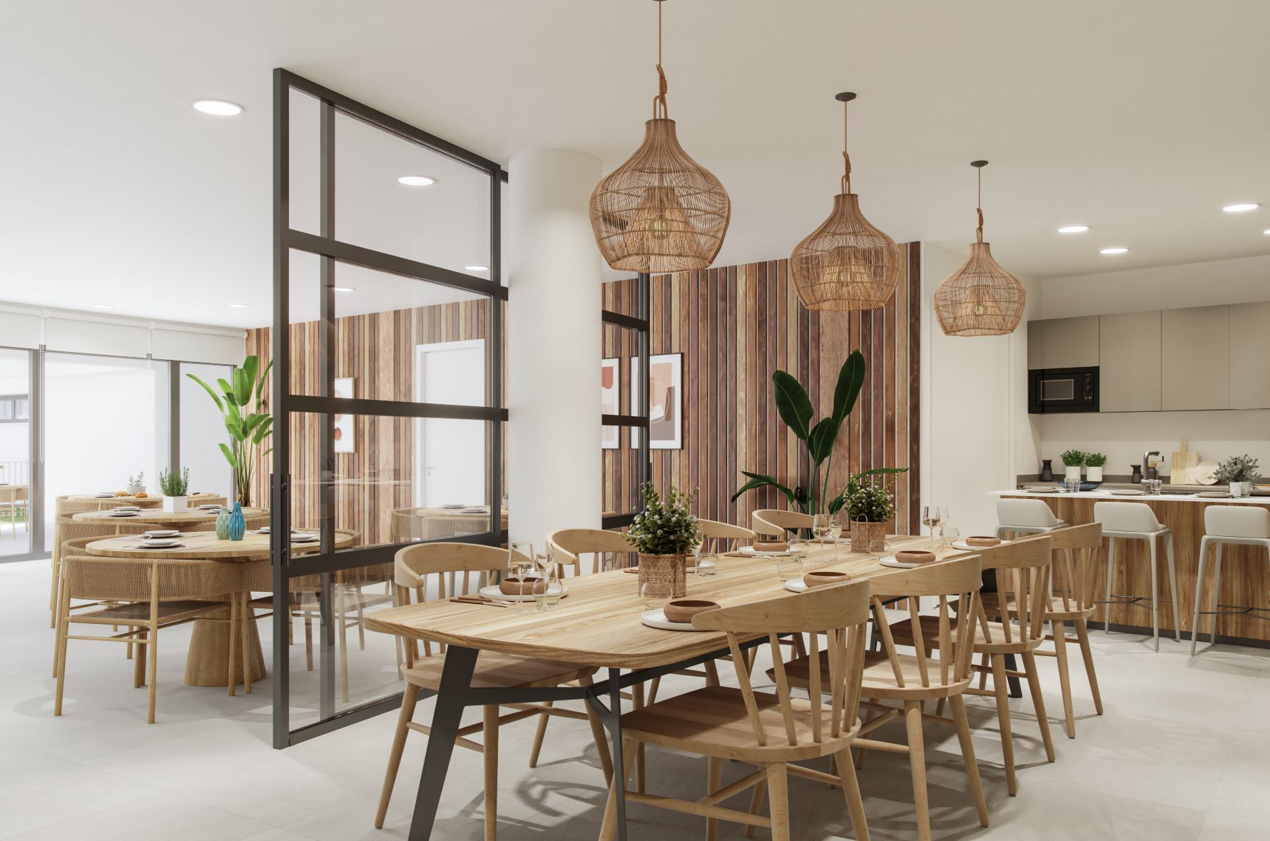 Living room with porcelain tile flooring in new-build apartment, Parque Central
