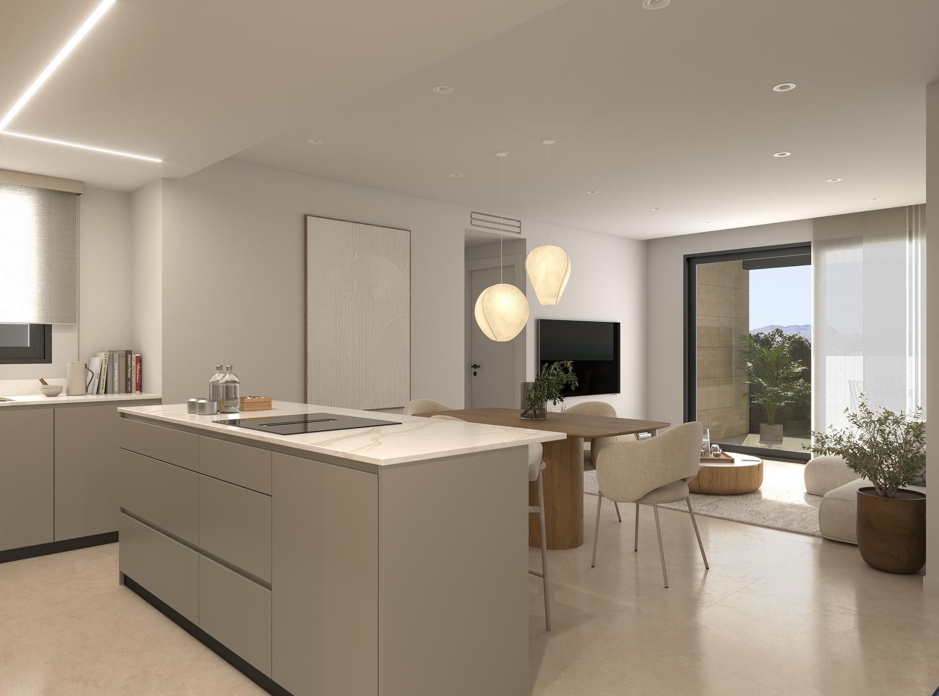 Kitchen with included appliances in ground-floor new-build apartment, Catral