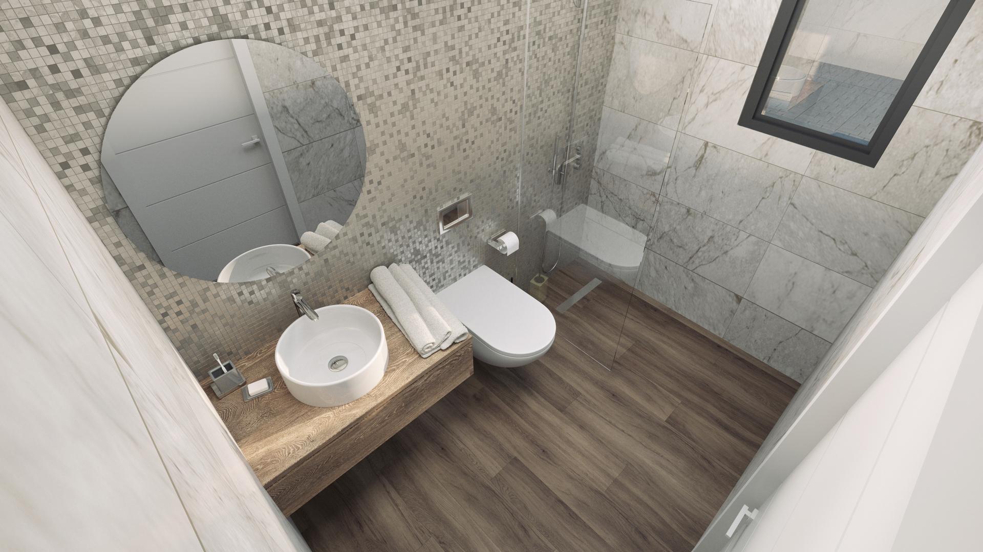 Family bathroom in new-build villa, Golf Puig Campana, Finestrat
