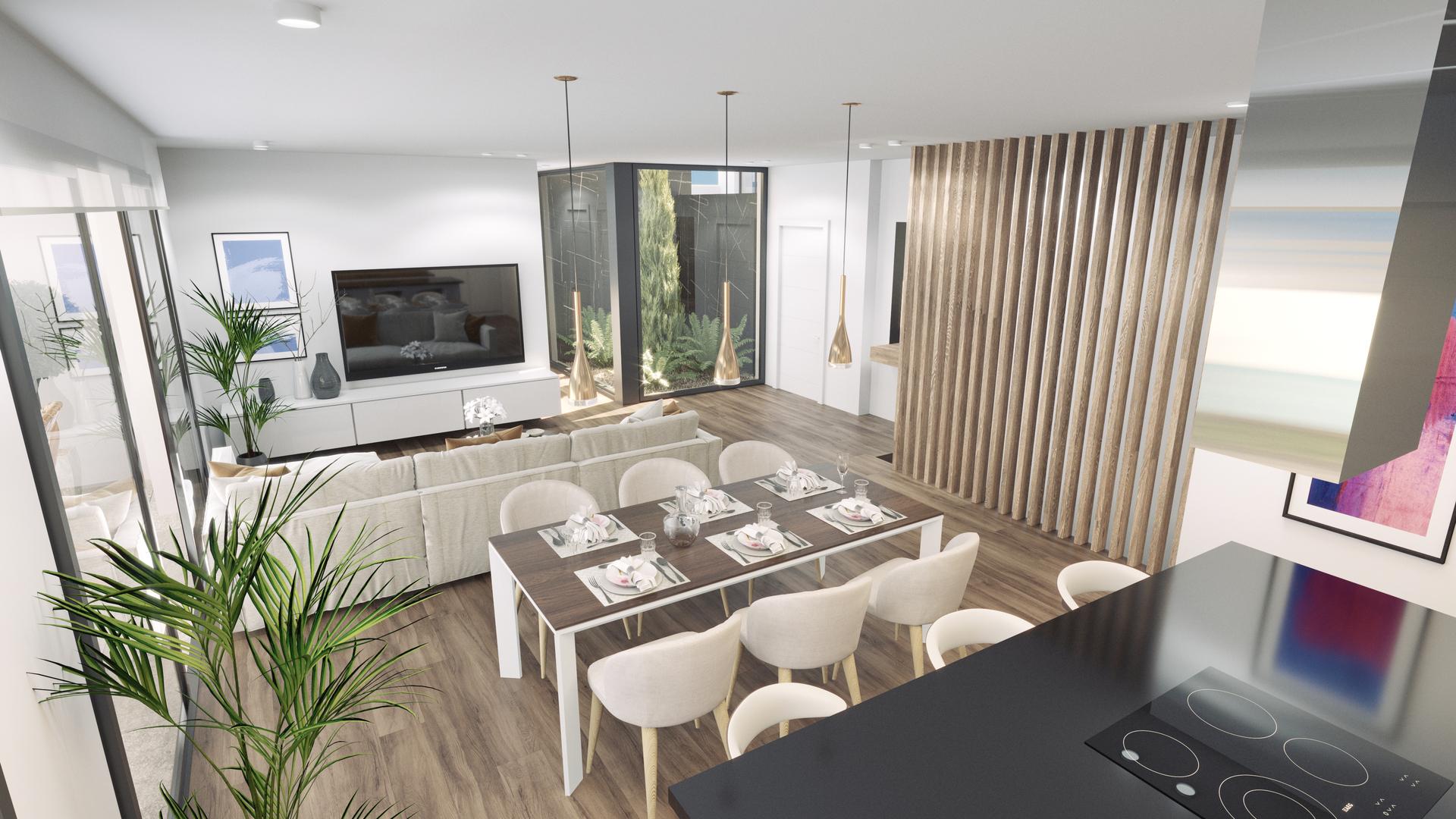 Ground floor interior showing open layout, new-build villa, Golf Puig Campana