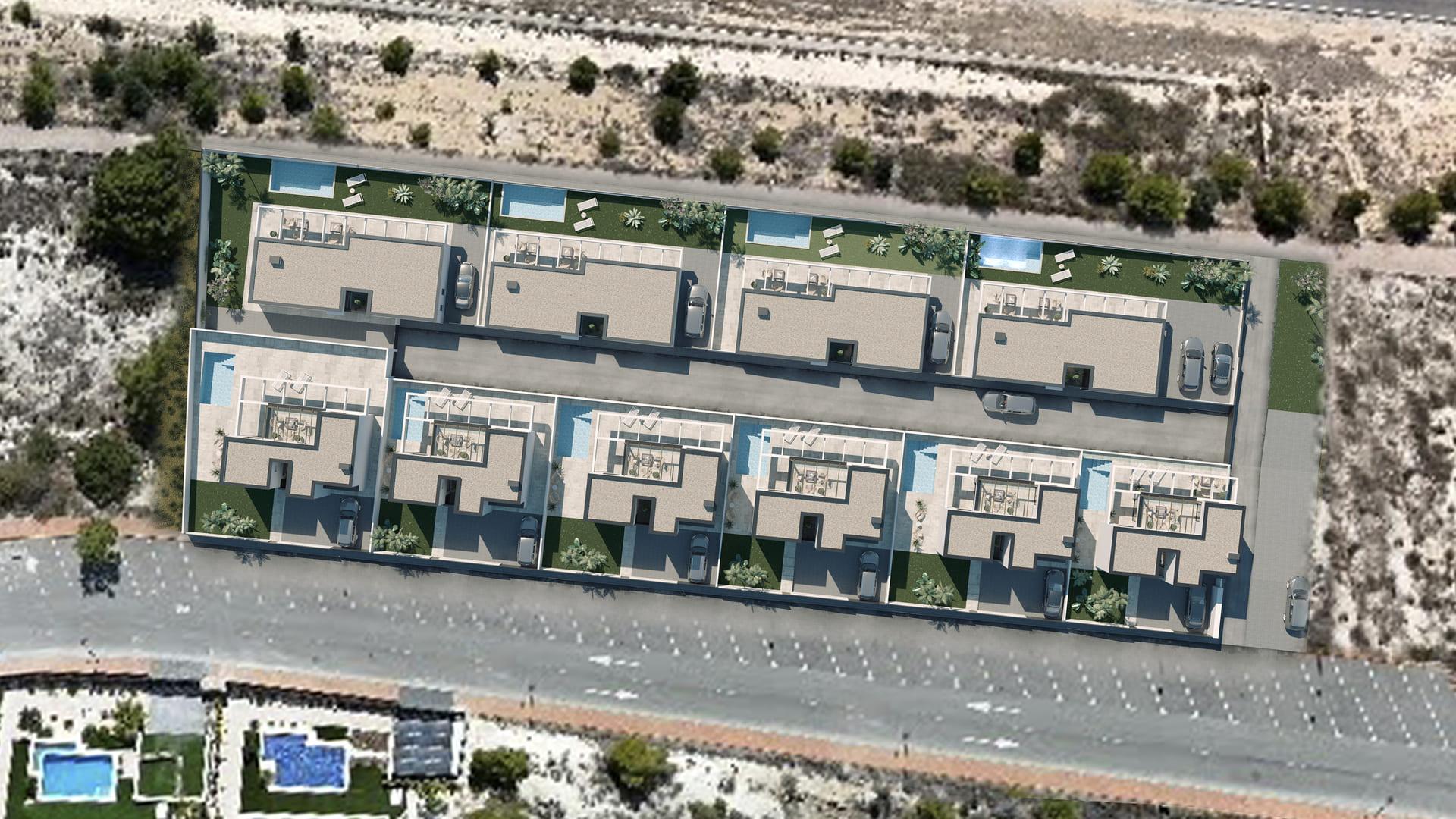 Street view of villa plot in Golf Puig Campana urbanisation, Finestrat