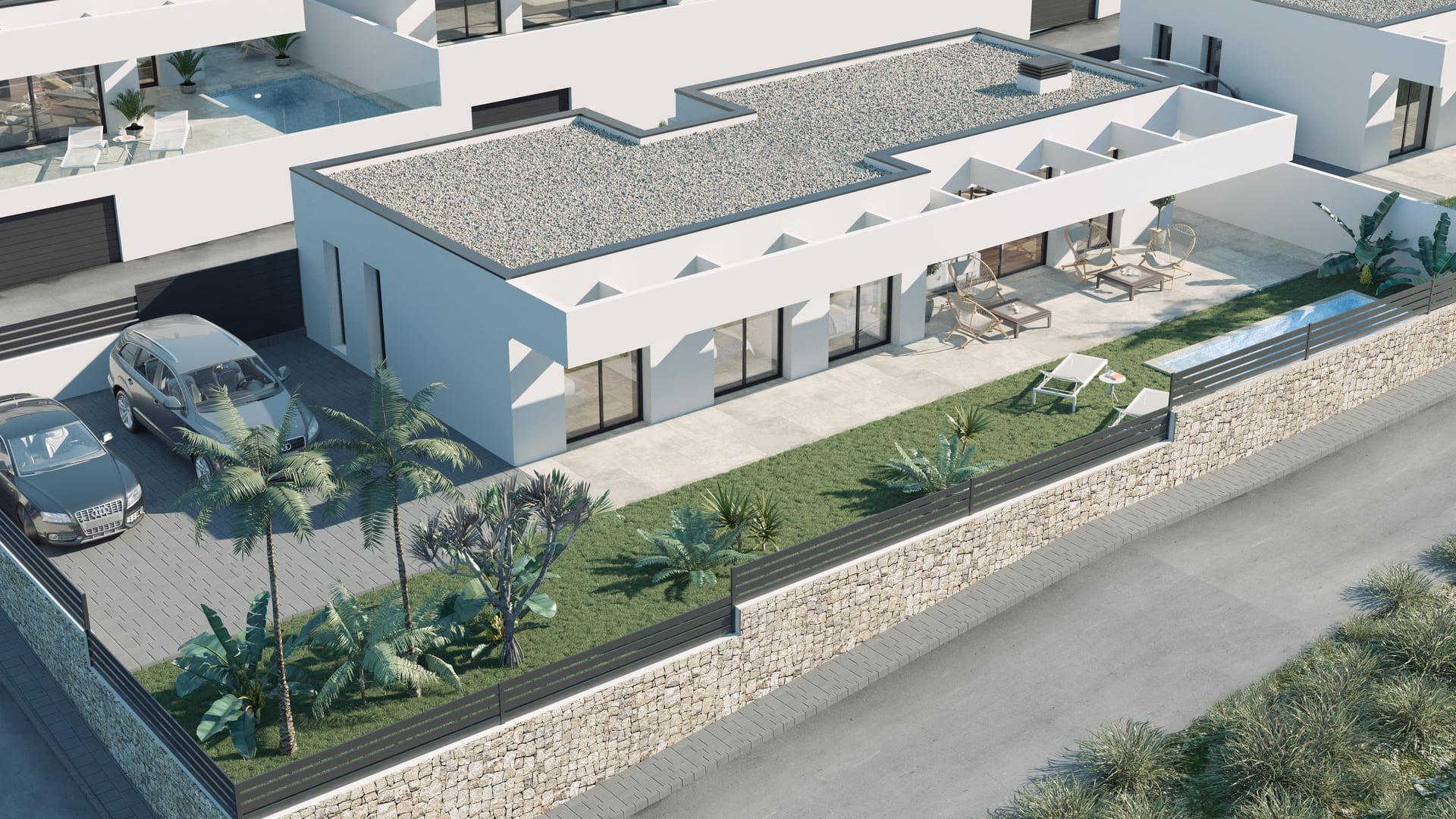 Flooring detail in living area of new-build villa, Golf Puig Campana
