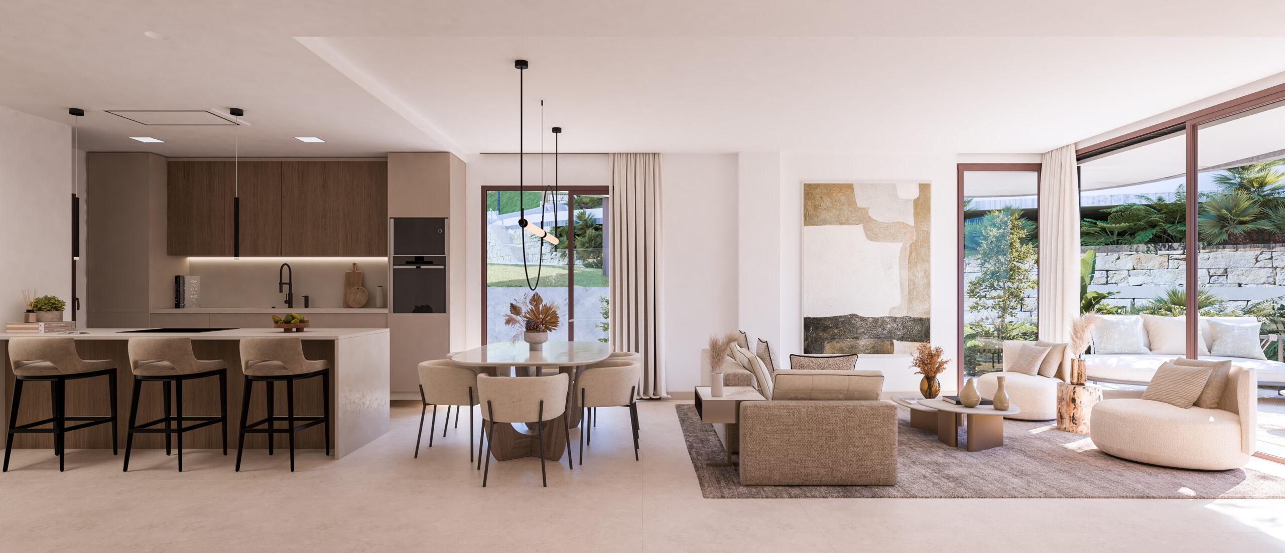 Kitchen cabinetry and worktop detail in 3-bedroom apartment, Elviria
