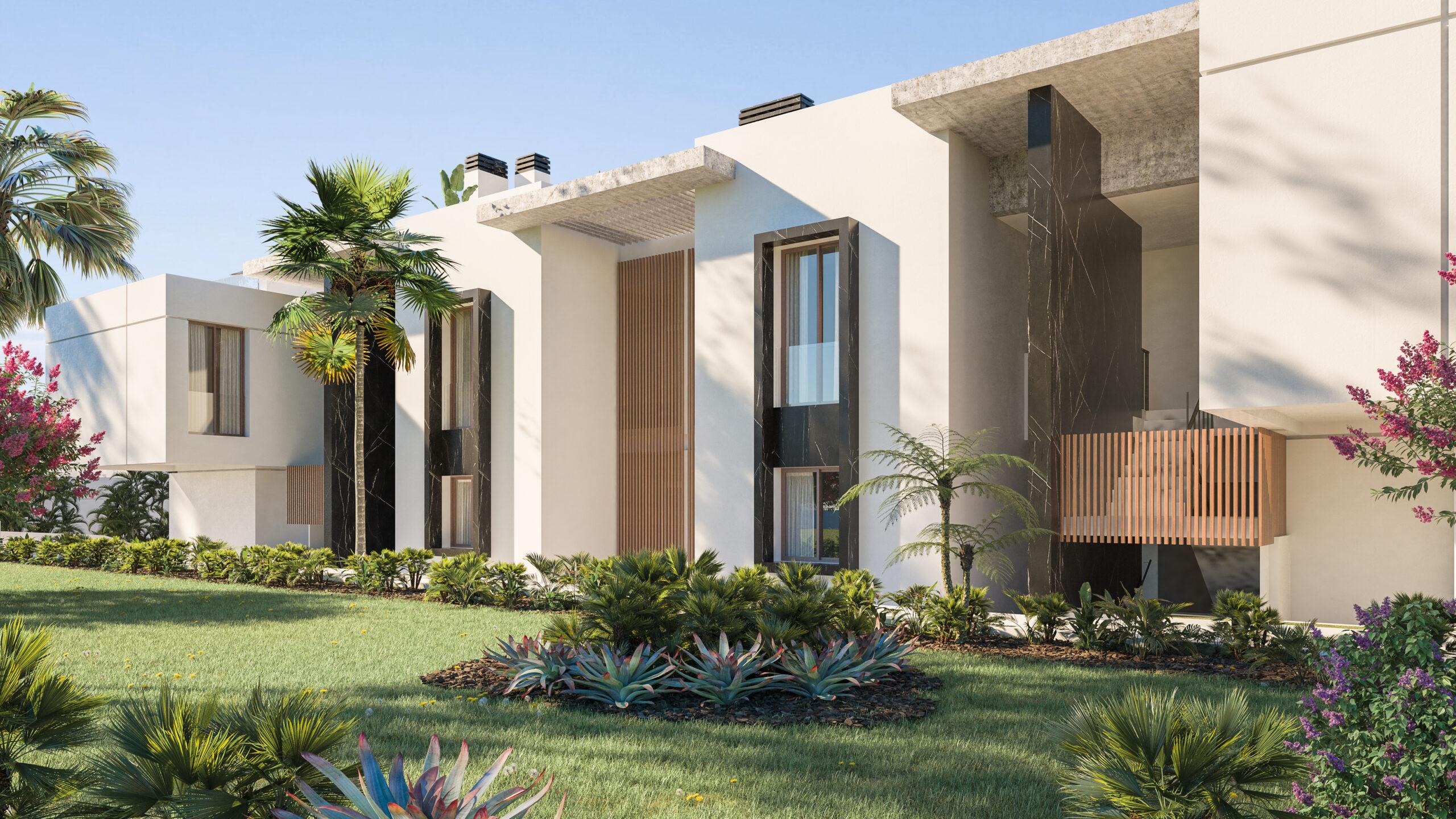 Swimming pool and landscaped surroundings in Elviria complex