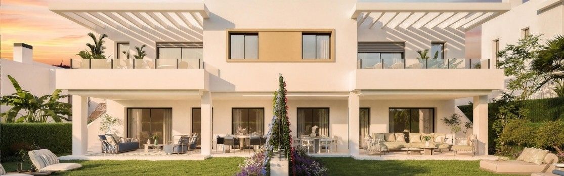 Street view of new-build residential development in Estepona Golf, Estepona