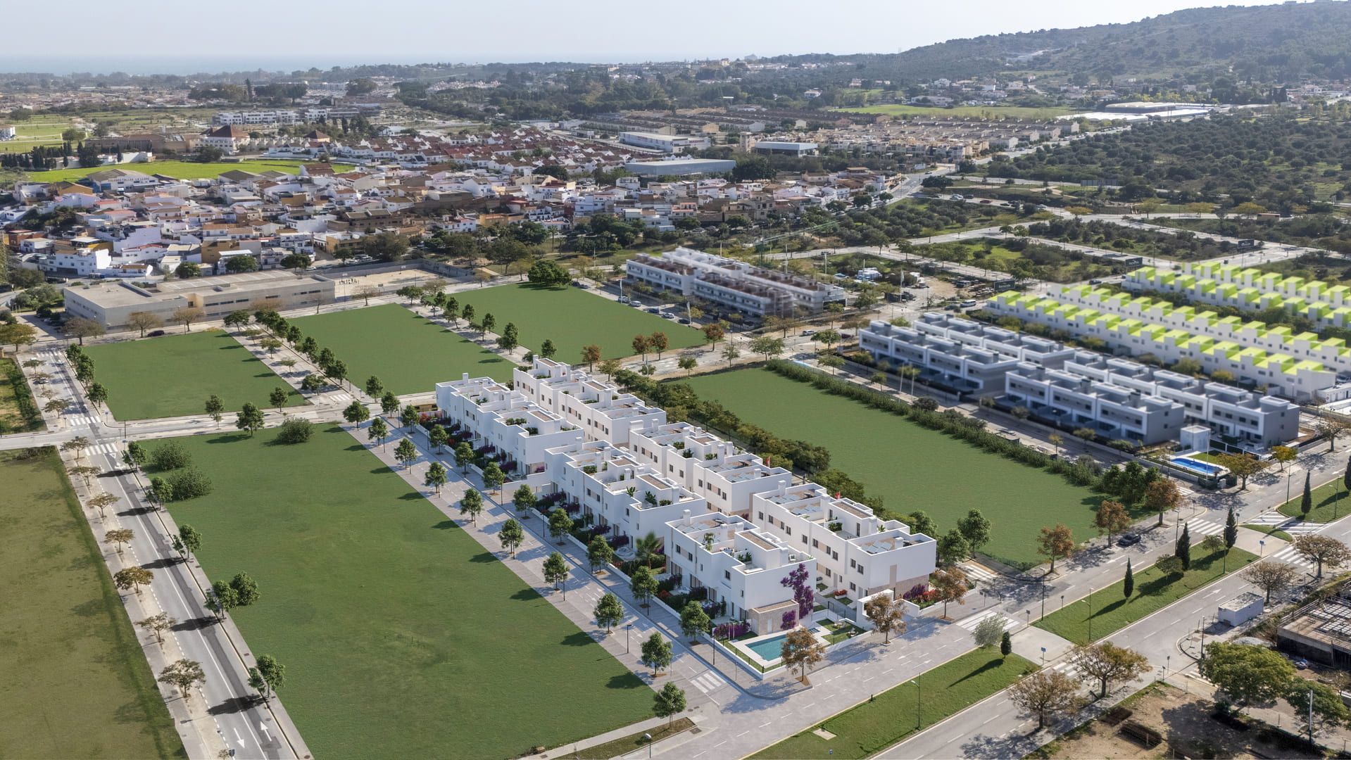 Communal pool area of residential development, Pizarrillo, Málaga