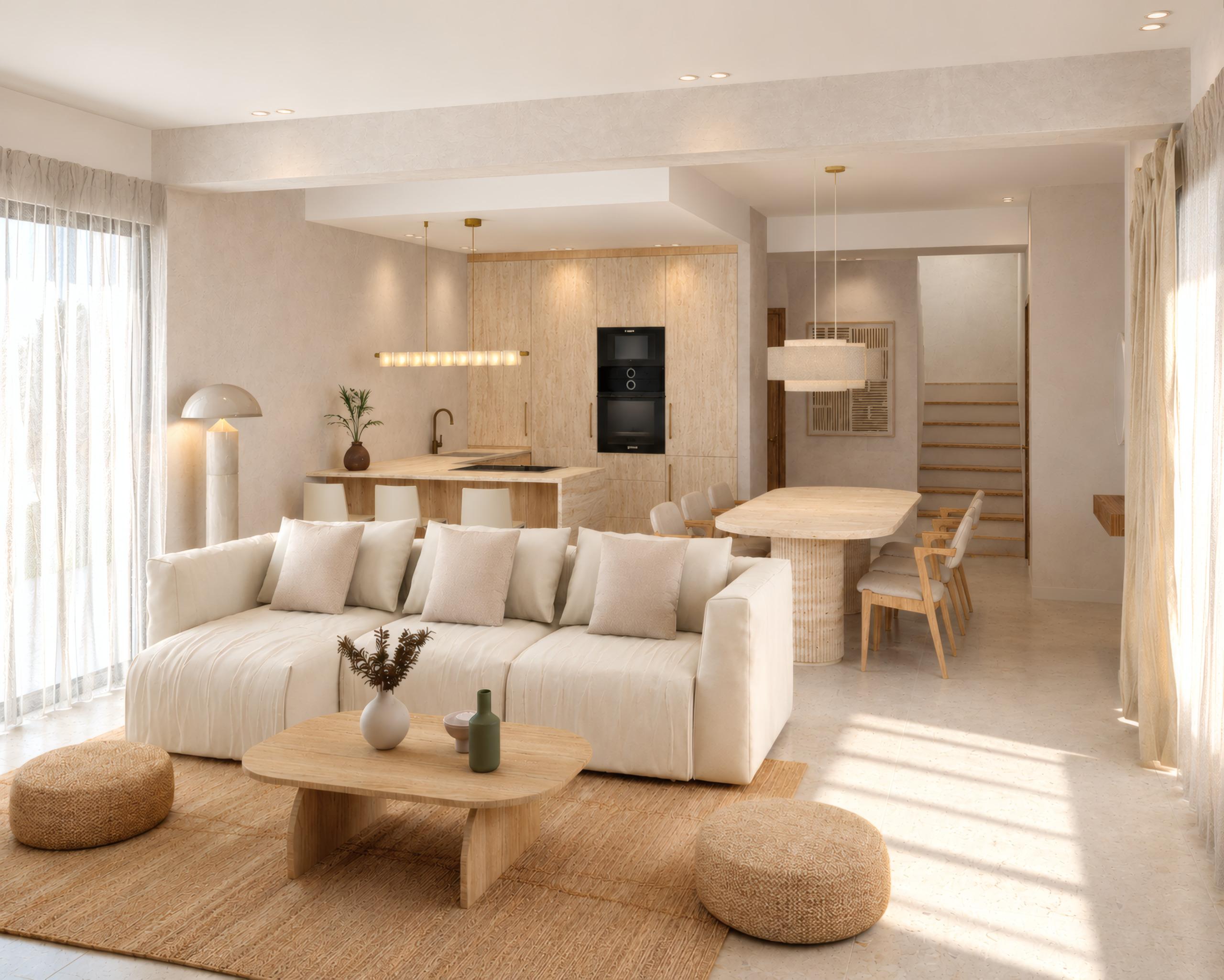 Window and natural light in living room, new-build villa, Vistabella
