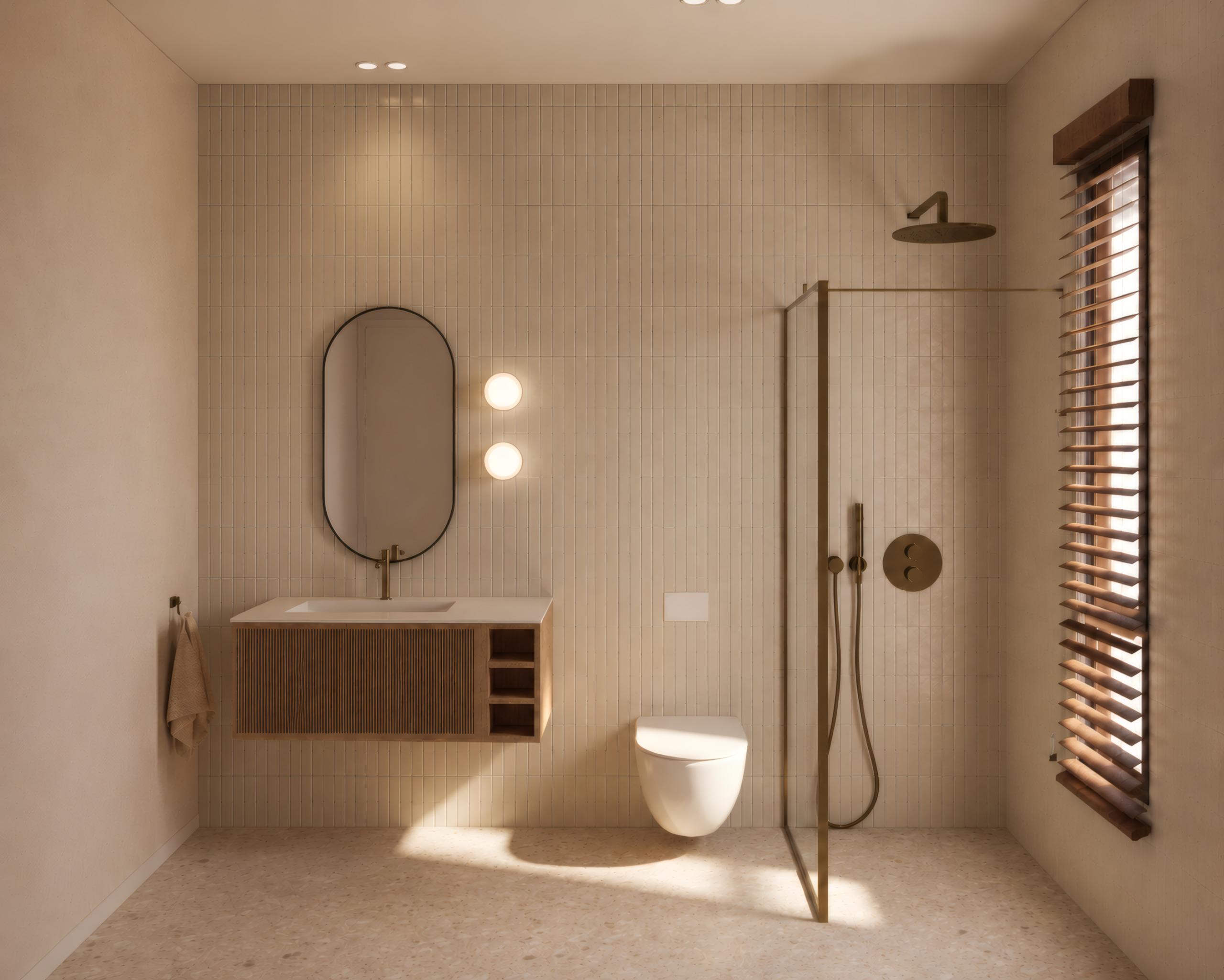 Bathroom with shower in new-build villa, Vistabella, Orihuela