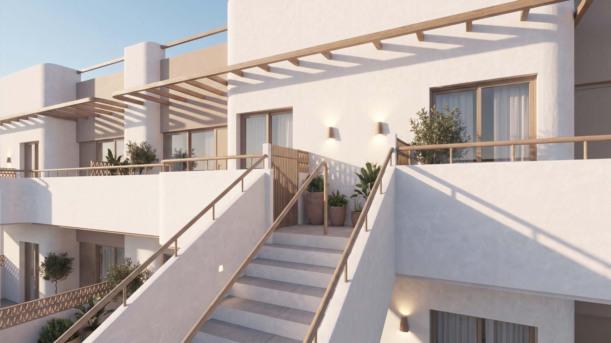 Garden boundary and landscaping on 143m2 plot, new-build bungalow, Zona Pueblo
