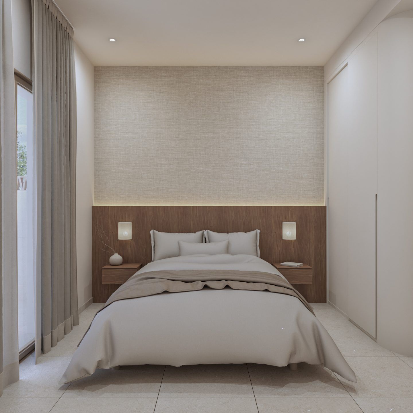 Second bedroom with built-in wardrobes in new-build bungalow, Zona Pueblo