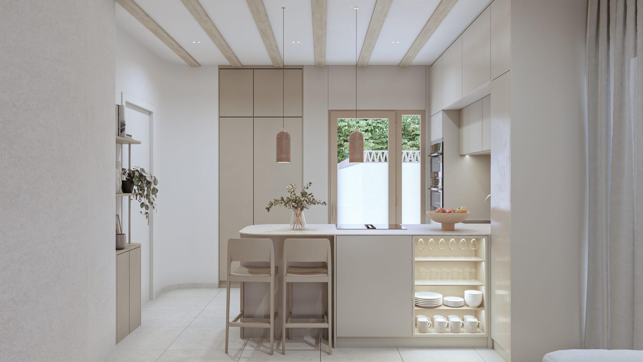 Master bedroom with built-in wardrobes in new-build bungalow, Zona Pueblo